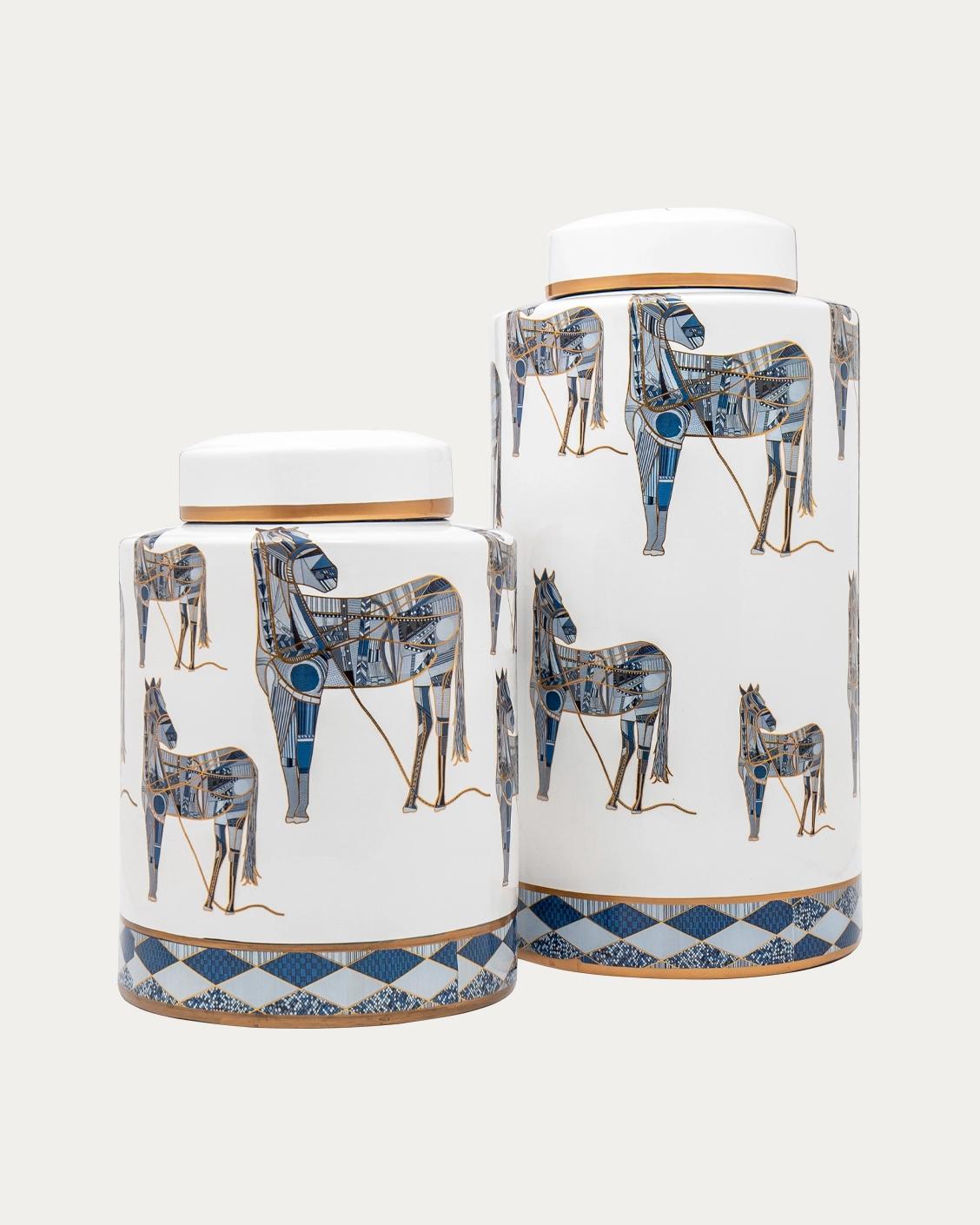 Eloisa Bundle vases in white and blue, shown in a product front view as image 1