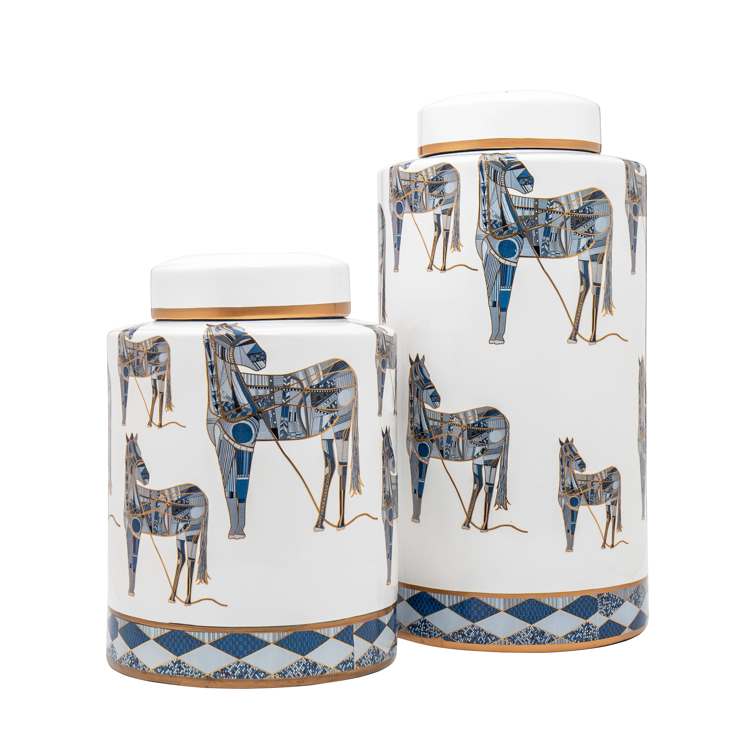 Eloisa Bundle vases in white and blue, shown in a product front view as image 1