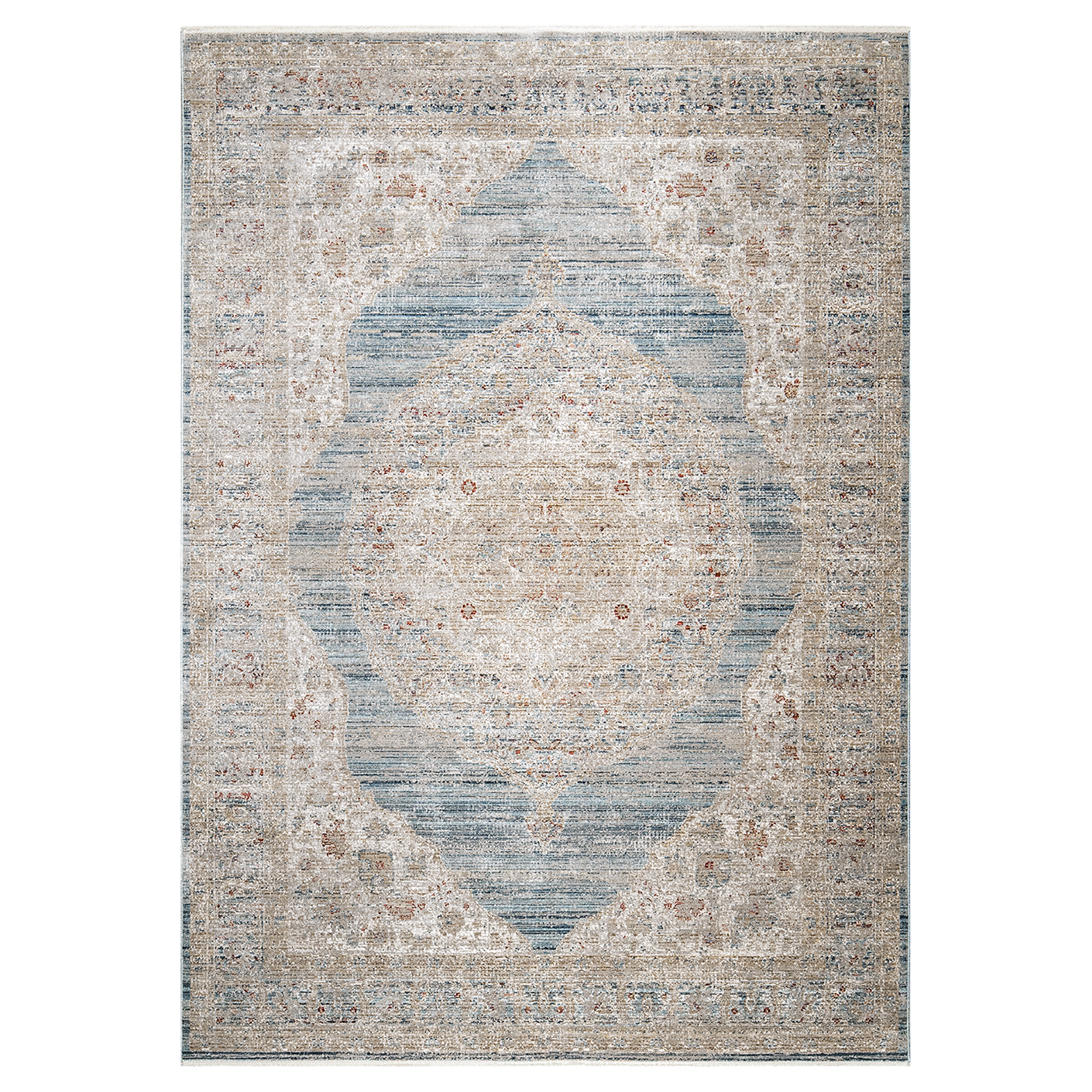 Alexander Sky carpets in pale blue, blue and beige, shown in a product top view as image 1