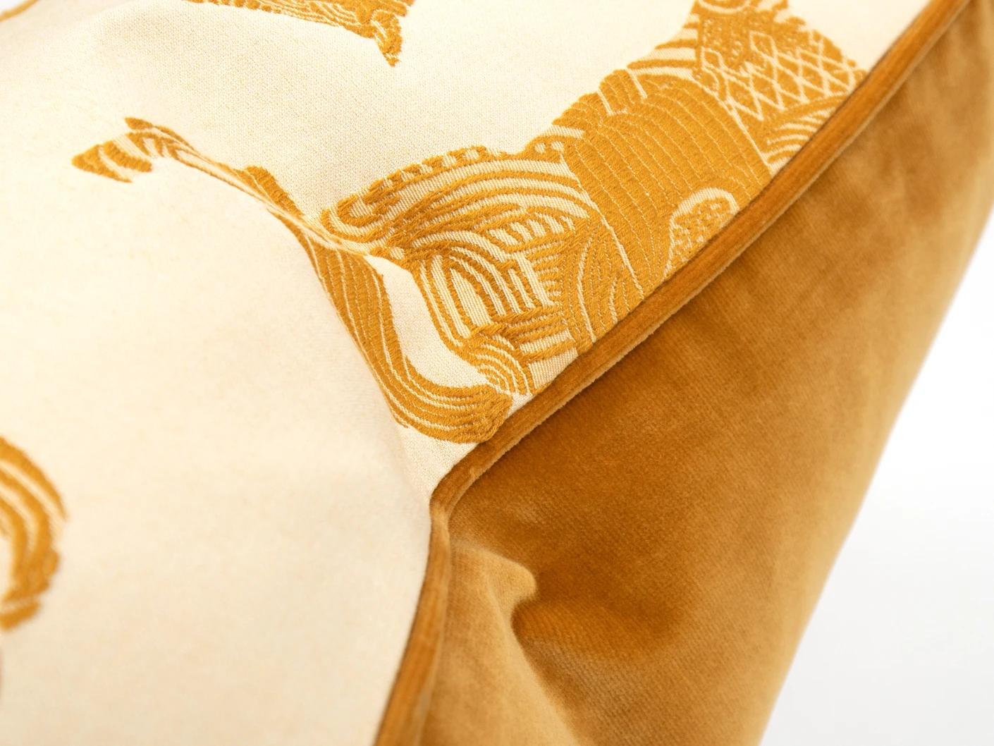 Aurora Klimt cushion in orange and beige, shown in a product close-up as image 7