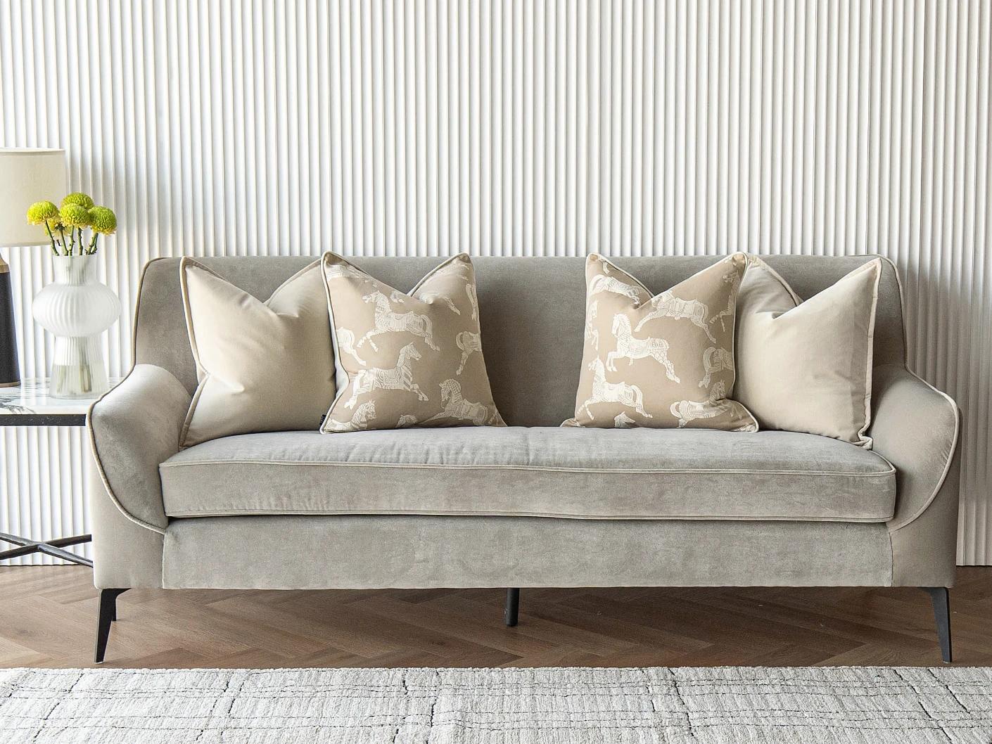 Aura Bundle cushion in beige, shown in a lifestyle front view as image 4