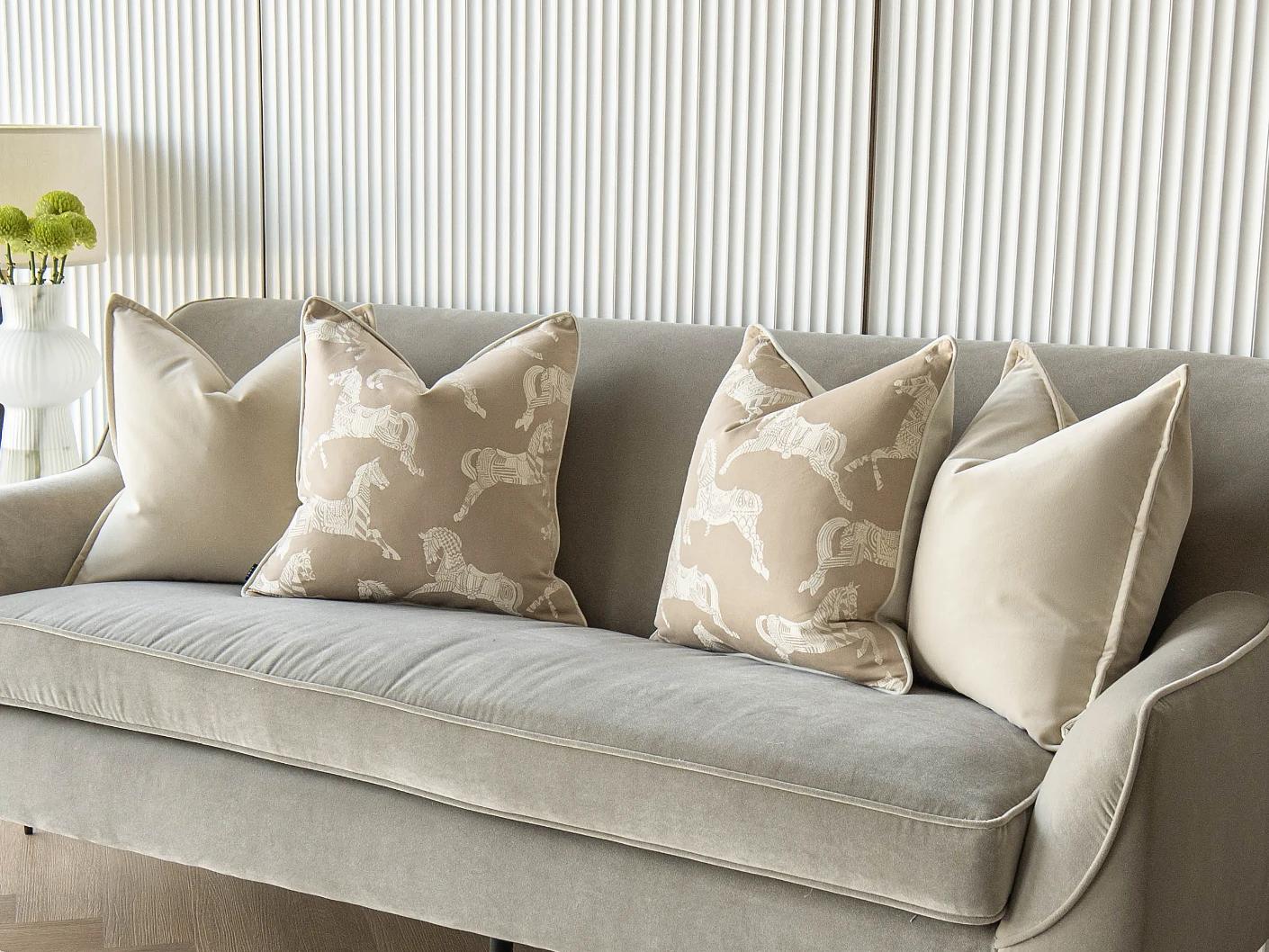 Aura Bundle cushion in beige, shown in a lifestyle right view as image 2