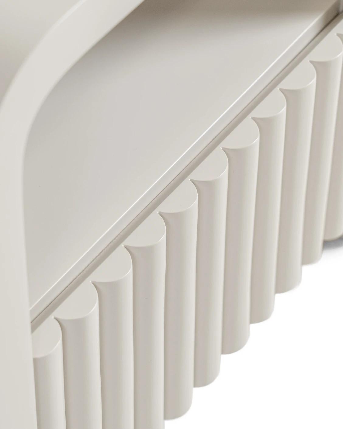 Celia nightstand in soft ivory and stone, shown in a product close-up as image 8