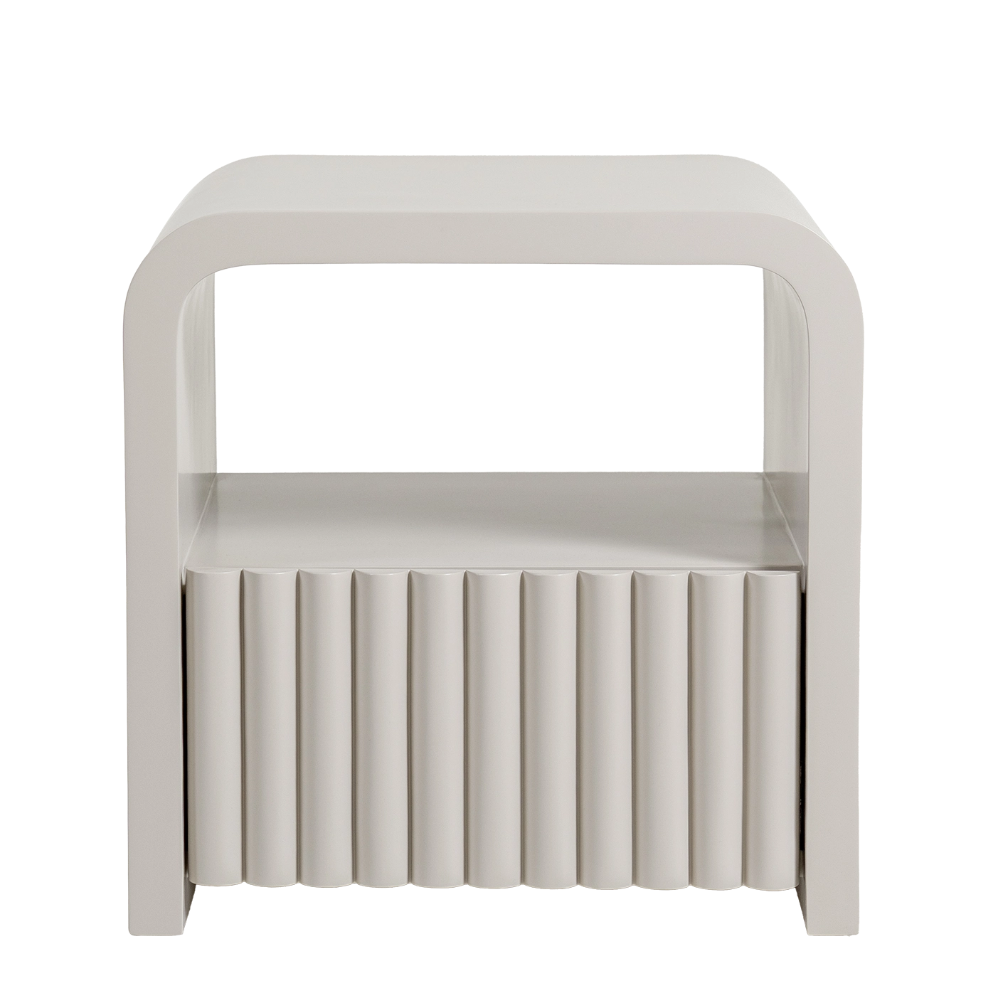 Celia nightstand in soft ivory and stone, shown in a product front view as image 1