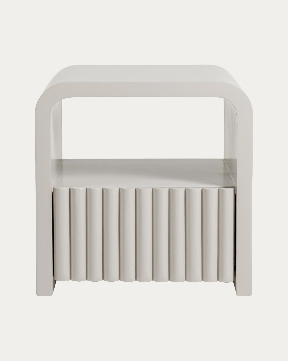 Celia nightstand in soft ivory and stone, shown in a product front view as image 1