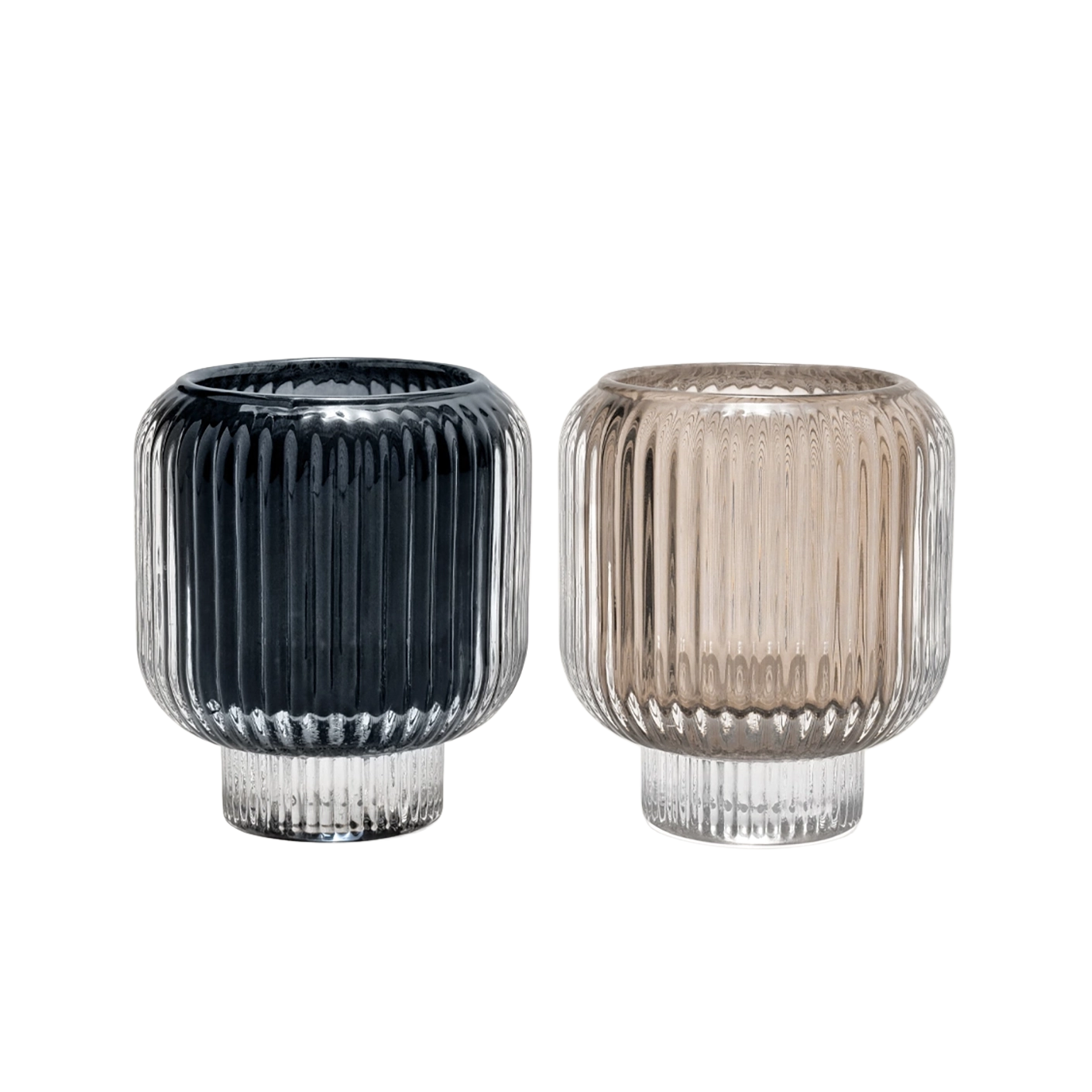 Chandelle Storms candle holders in black and taupe, shown in a product front view as image 1
