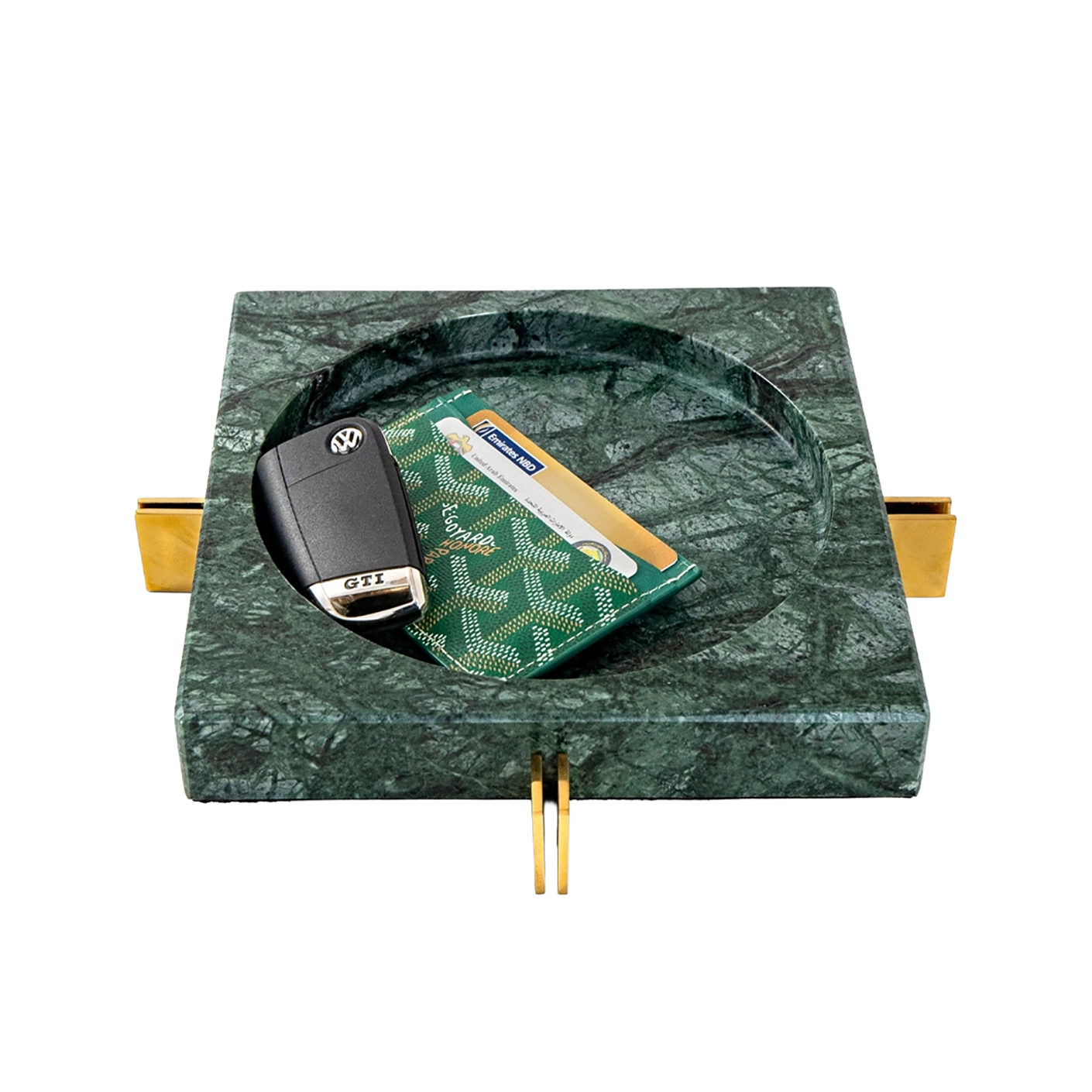Dennis Bandiagara II trays in green and gold, shown in a product top view as image 1