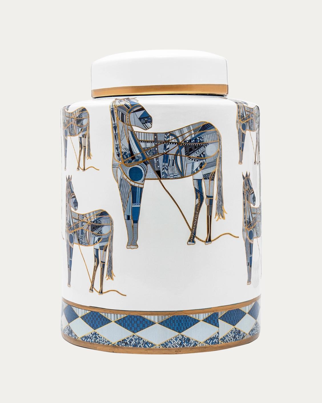Eloisa Arneson II vases in white and blue, shown in a product front view as image 1