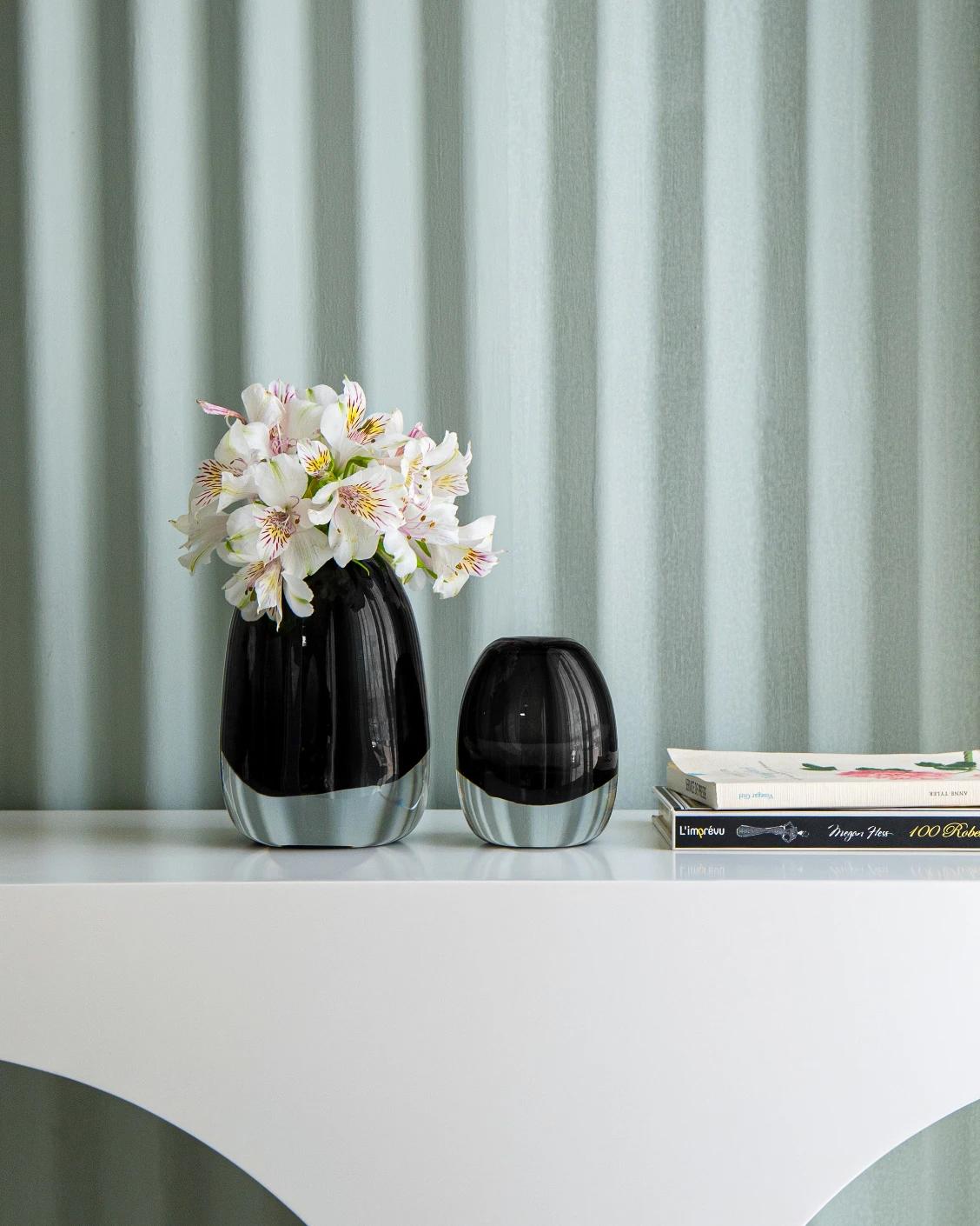 Gracey Storms vases in grey, shown in a lifestyle front view as image 4
