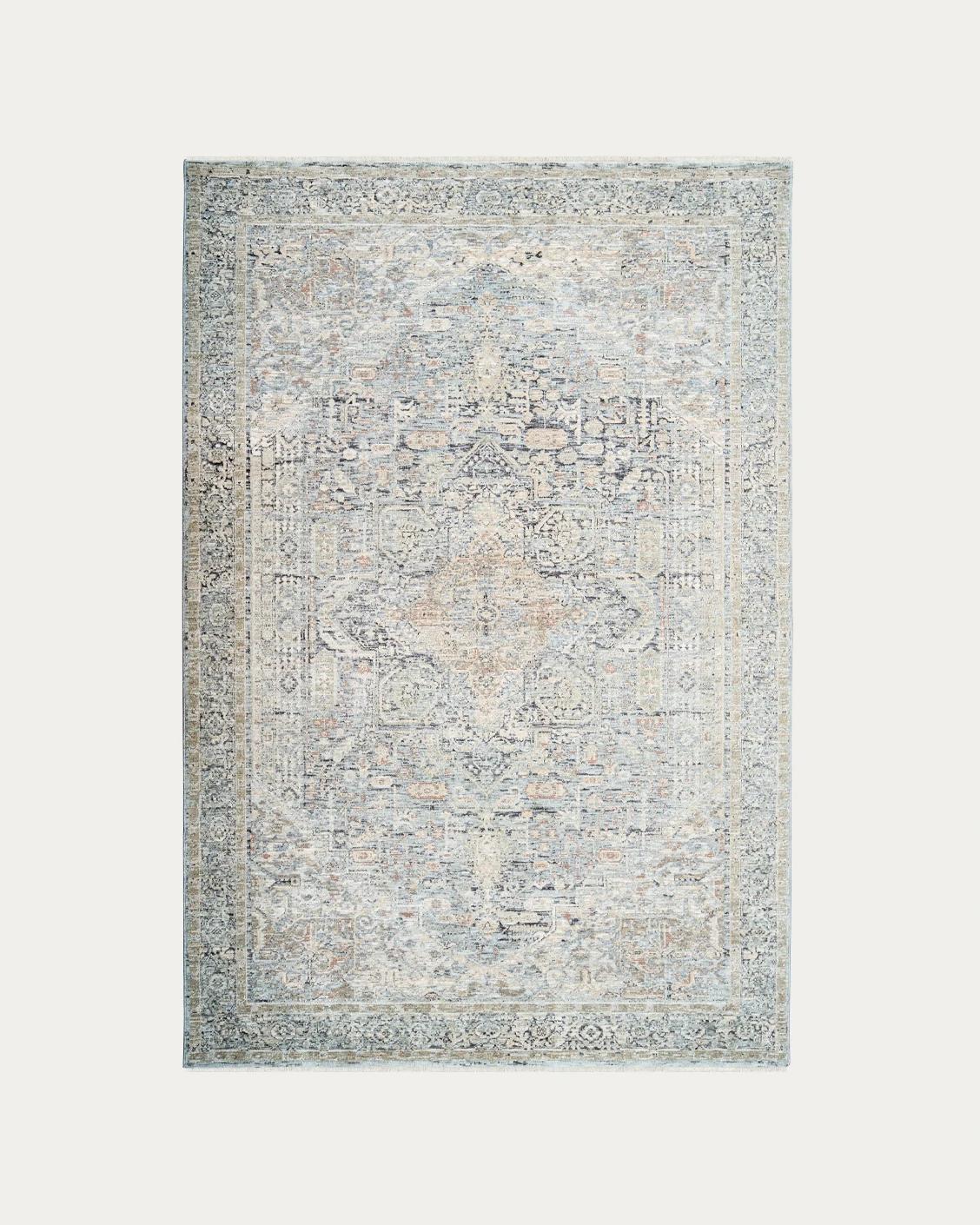 Hana Sky carpets in blue and grey, shown in a product top view as image 1