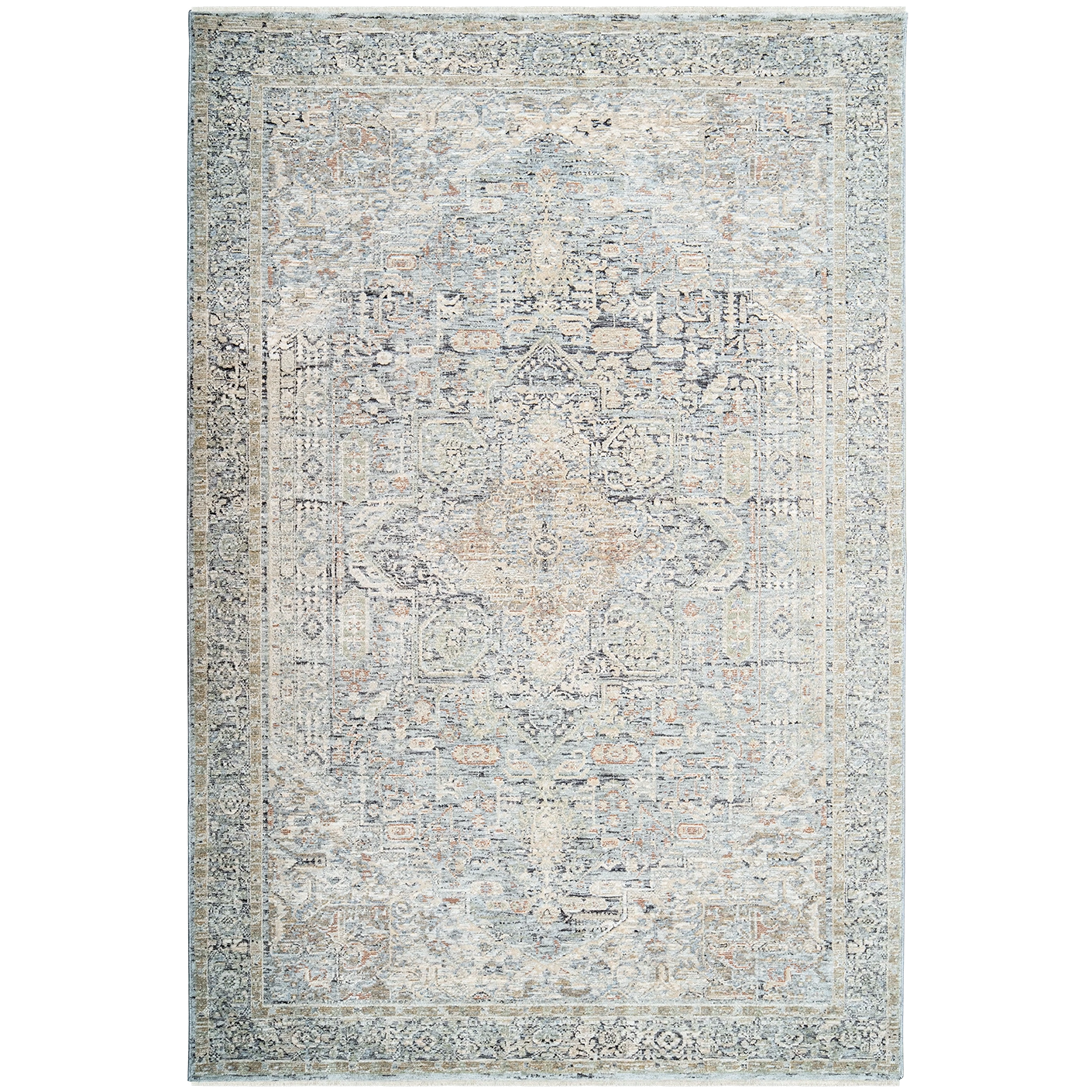 Hana Sky carpets in blue and grey, shown in a product top view as image 1