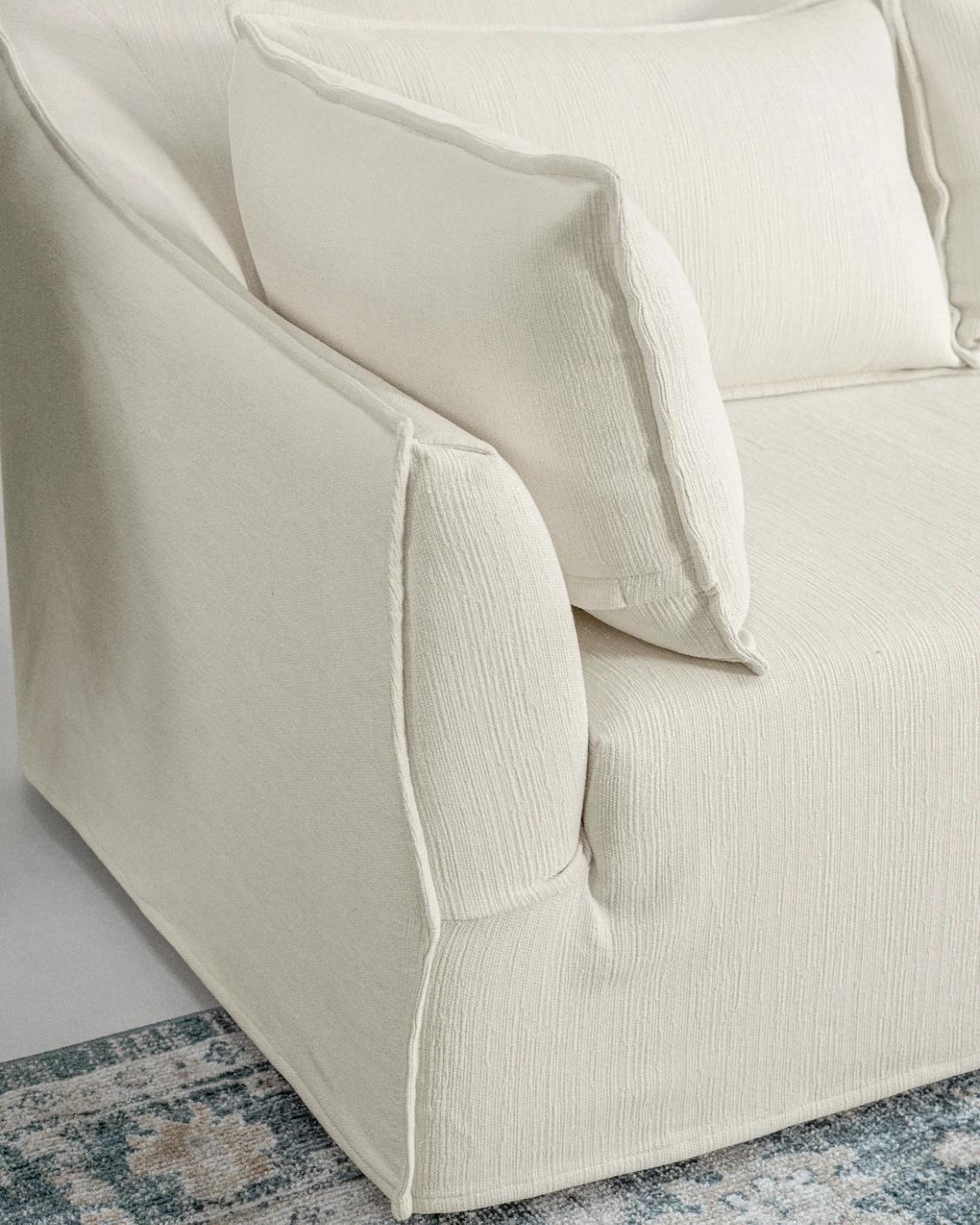 Miro Warm Ivory sofa, shown in a lifestyle left view as image 4