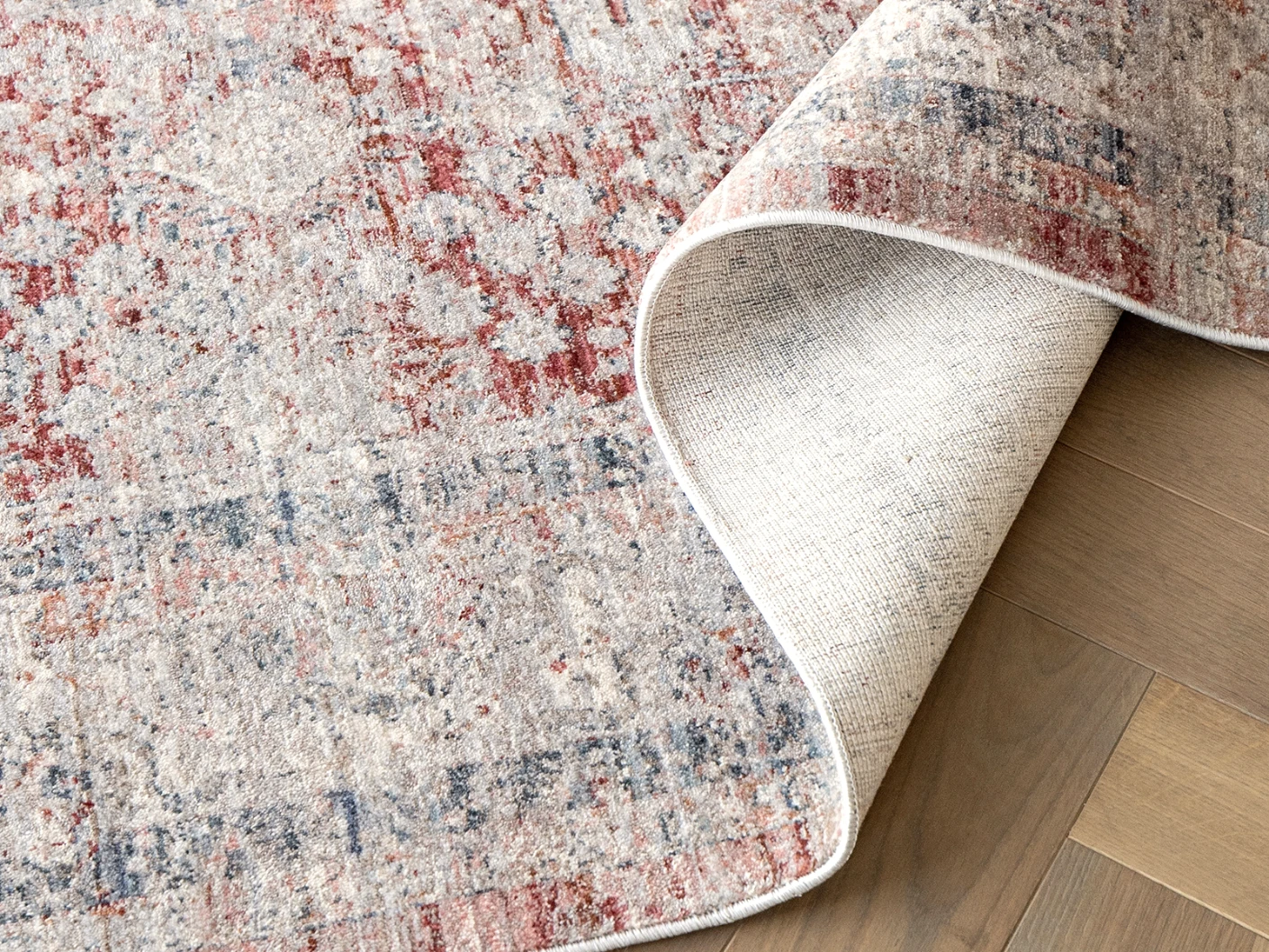 Alexander Rosso carpets in red and beige, shown in a product top view