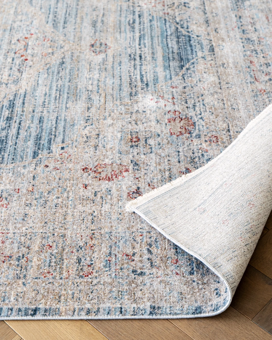 Alexander Sky carpet in pale blue, blue and beige, shown in a product front view as image 13
