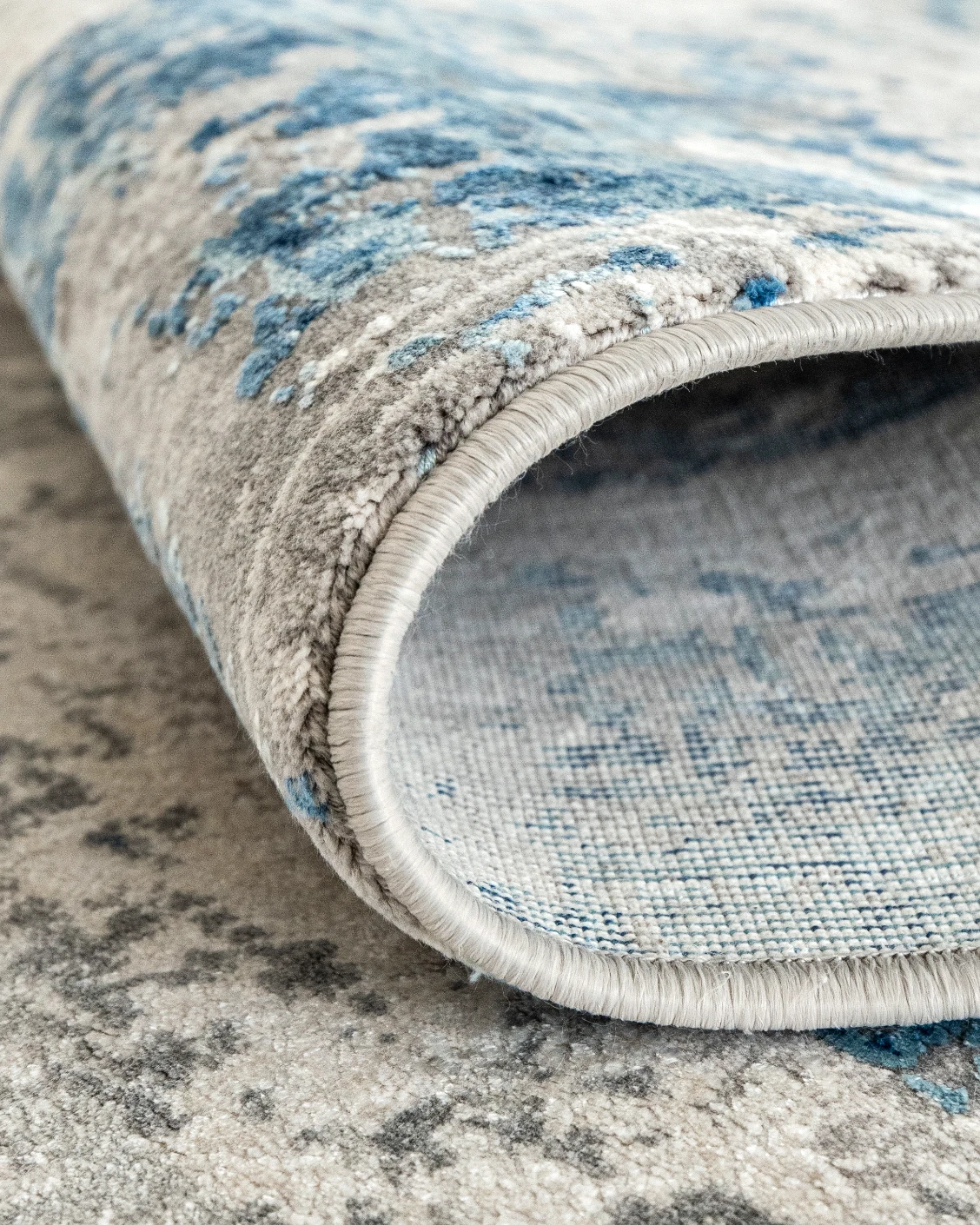 Athena Sky Runners carpet in sky, blue and grey, shown in a product close-up top view as image 5