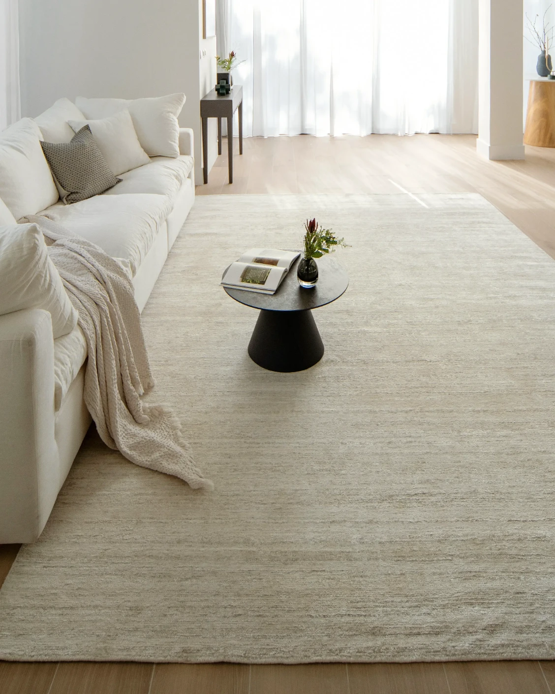 Beatrice Sandy 02 carpet in beige, shown in a lifestyle front view as image 8