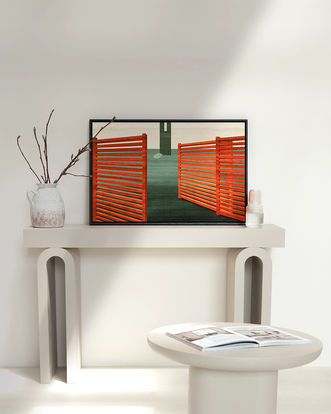 Breeze canvas in red and green, shown in a lifestyle front view as image 2