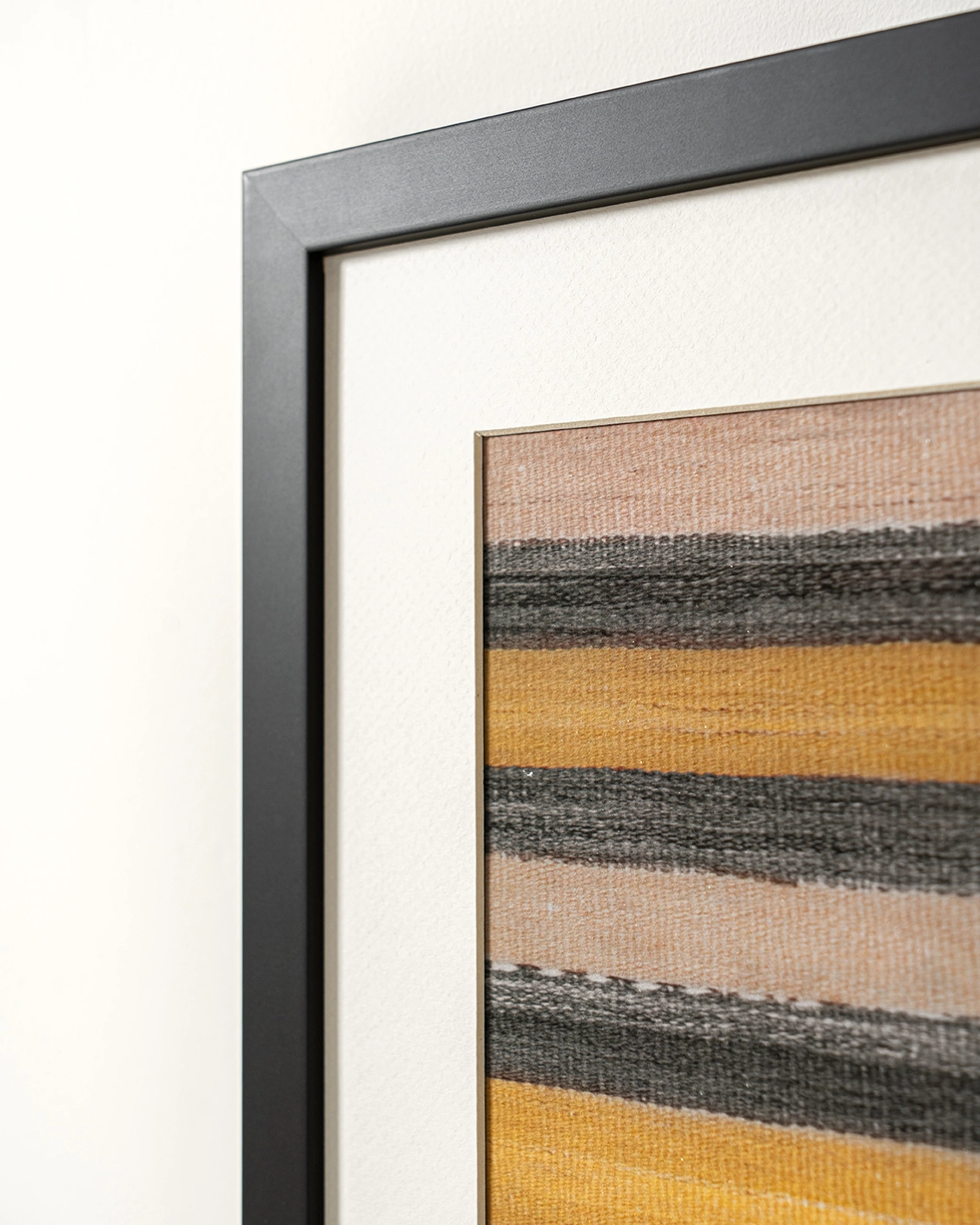 Bumblebee Grey fine art print in grey, beige and yellow, shown in a lifestyle close-up view as image 5