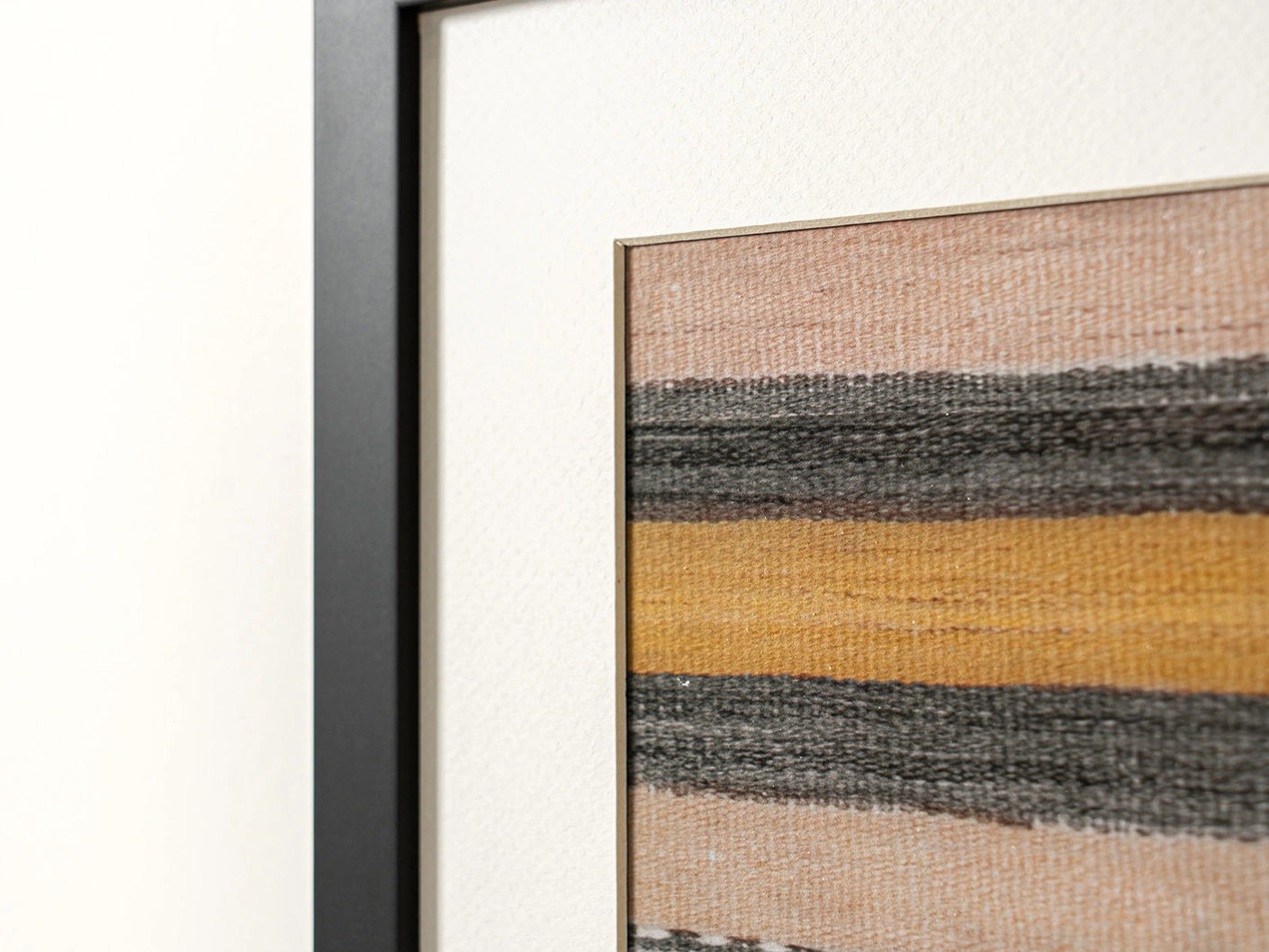 Bumblebee Grey fine art print in grey, beige and yellow, shown in a lifestyle close-up view as image 1