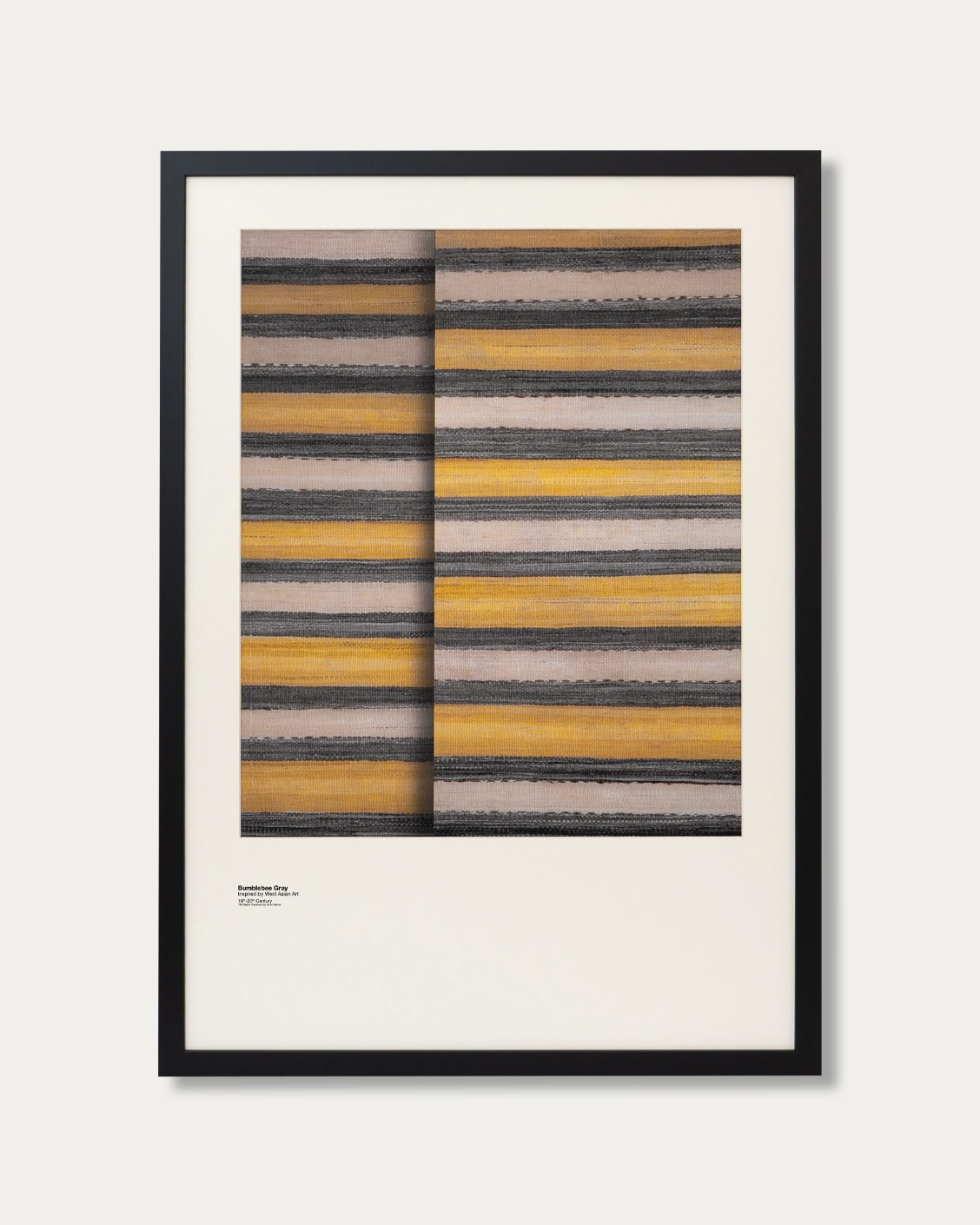 Bumblebee Grey fine art print in grey, beige and yellow, shown in a lifestyle front view as image 1