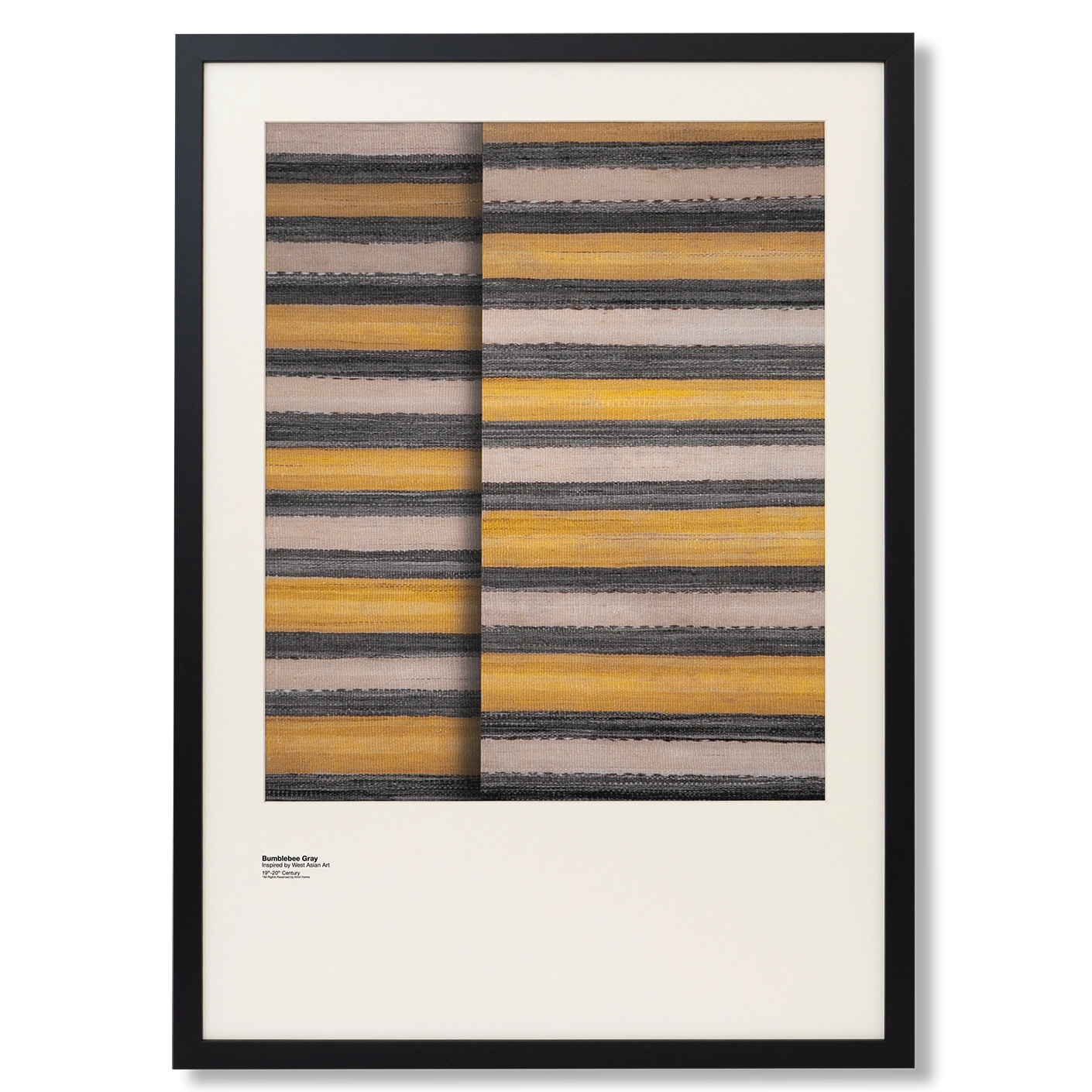 Bumblebee Grey fine art print in grey, beige and yellow, shown in a lifestyle front view as image 1