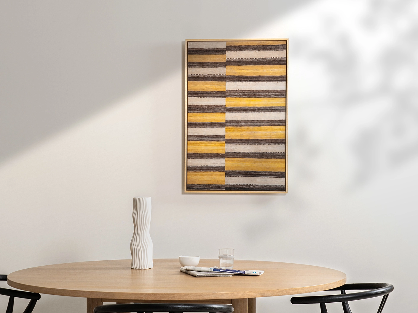 Bumblebee canvas in brown, beige and yellow, shown in a lifestyle front view as image 3