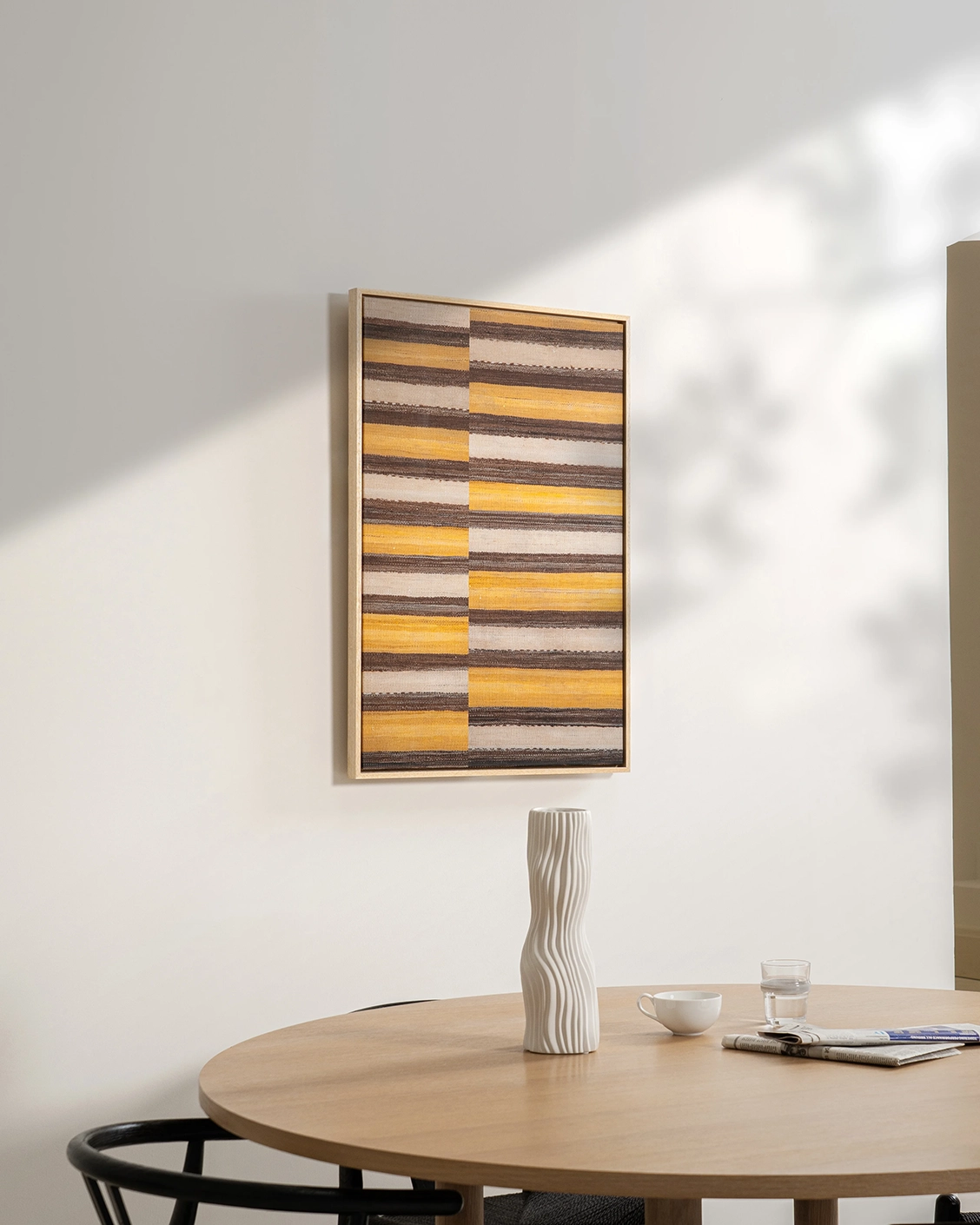 Bumblebee canvas in brown, beige and yellow, shown in a lifestyle left view as image 2