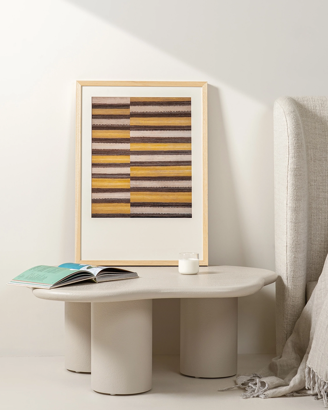 Bumblebee fine art print in brown, beige and yellow, shown in a lifestyle front view as image 2