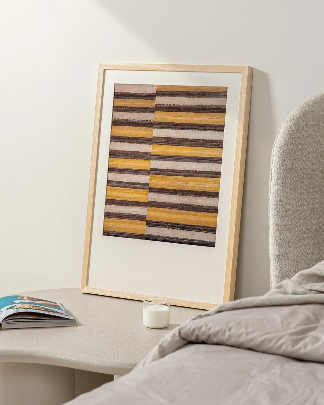 Bumblebee fine art print in brown, beige and yellow, shown in a lifestyle right view as image 4