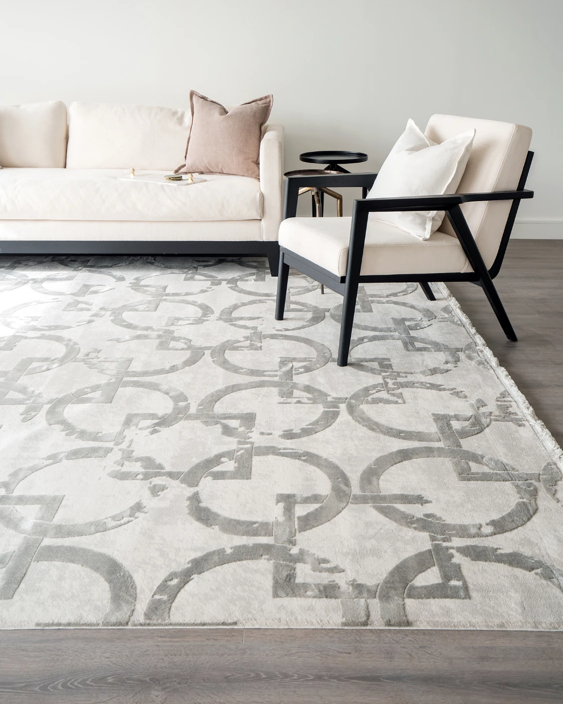 Cooper Dune carpets in grey and silver, shown in a lifestyle front view as image 3
