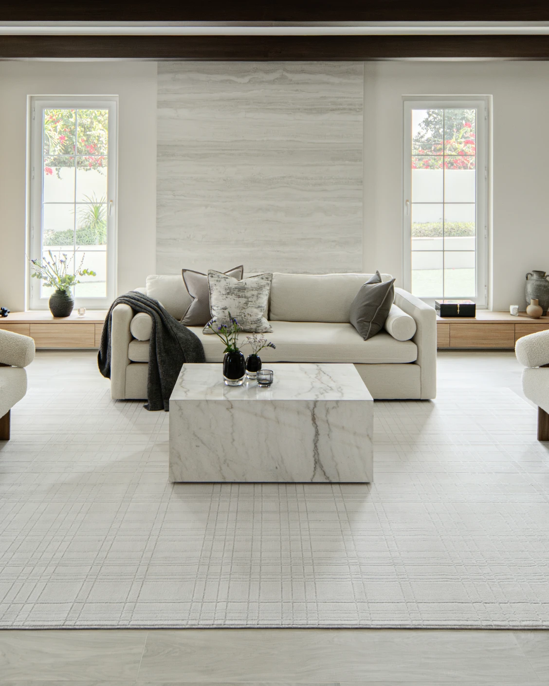 Corvin Sandy carpet in ivory and grey, shown in a lifestyle front view as image 6