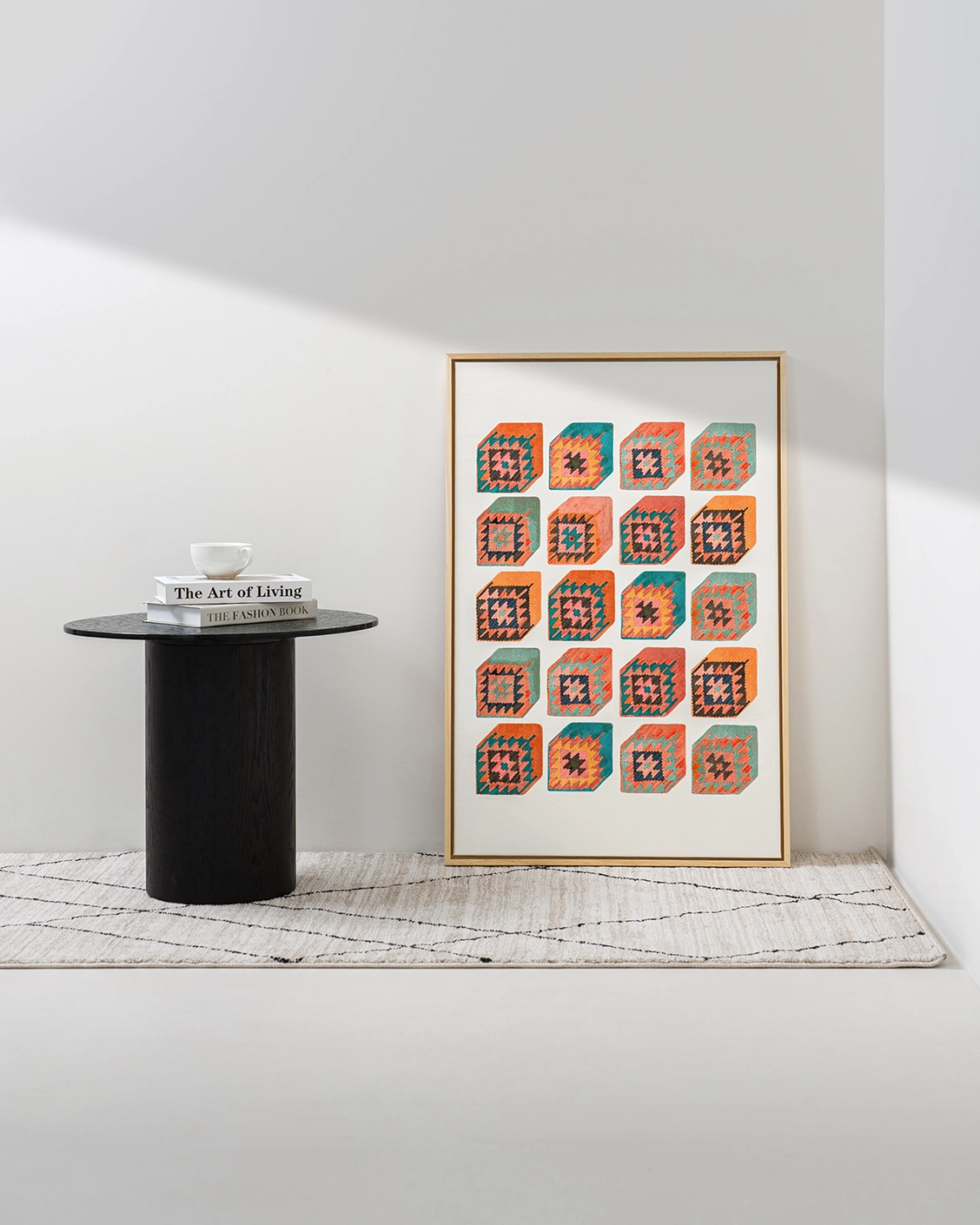 Cubism canvas in multicolour, shown in a lifestyle front view as image 2