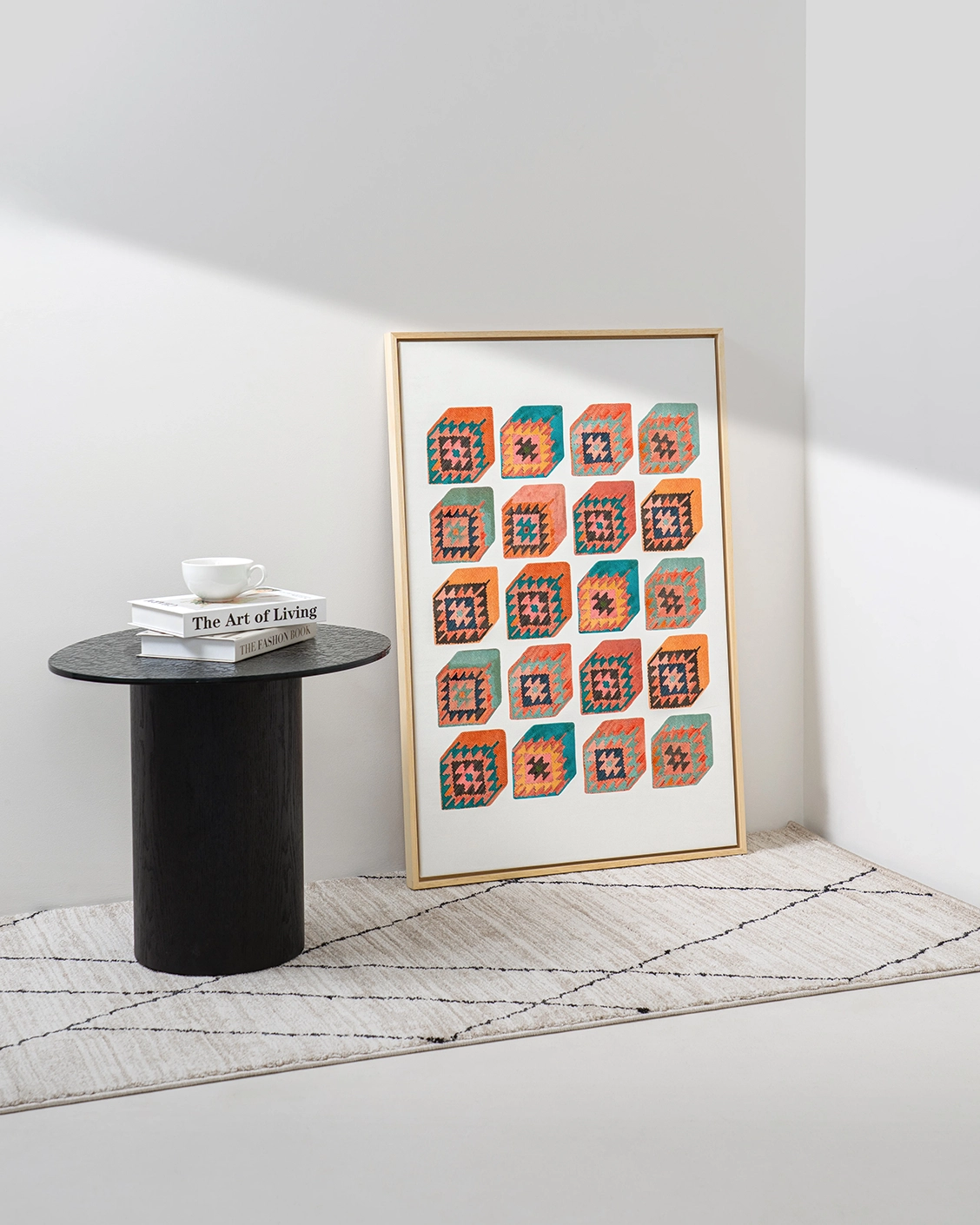 Cubism canvas in multicolour, shown in a lifestyle front view as image 3