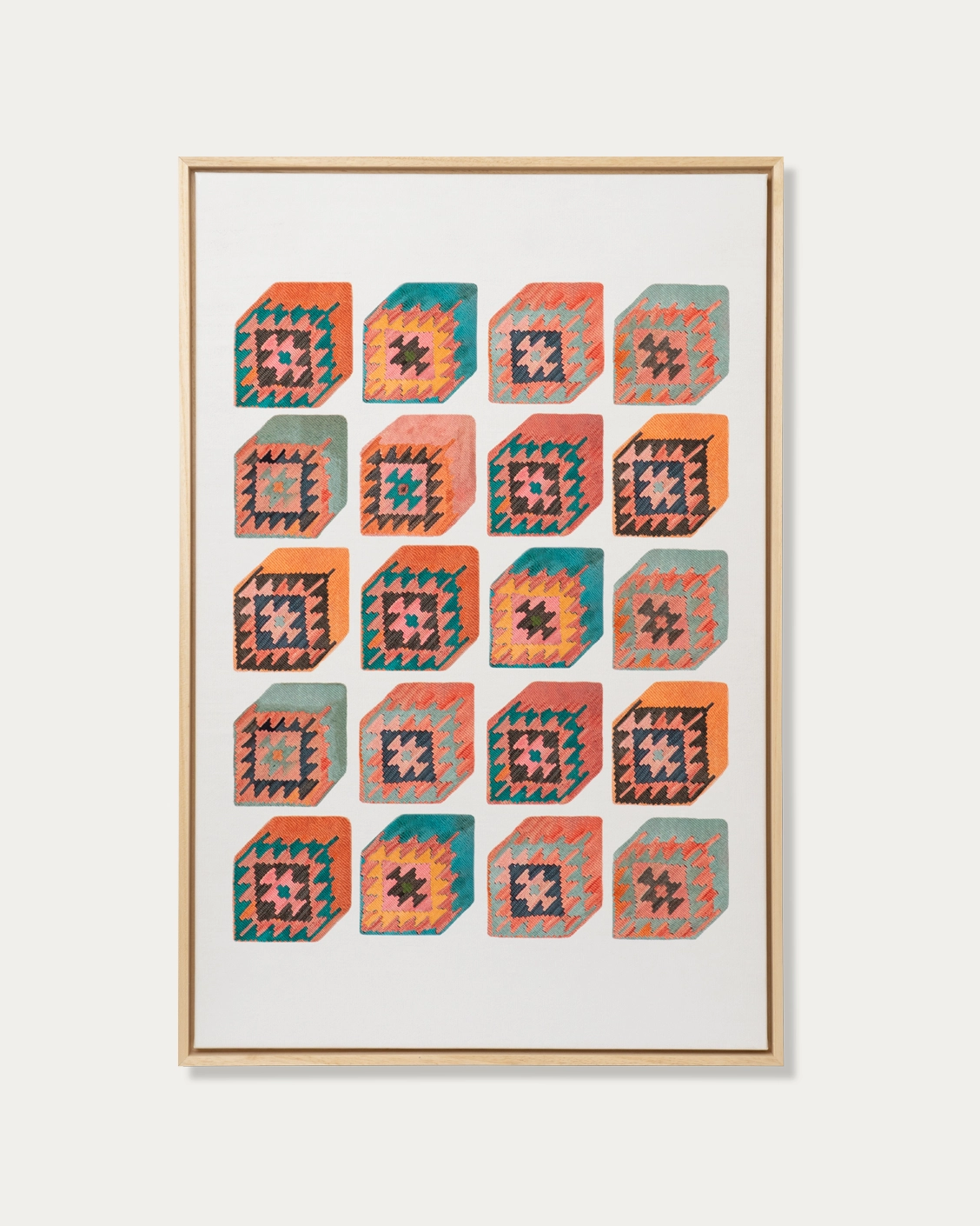 Cubism canvas in multicolour, shown in a product front view as image 1