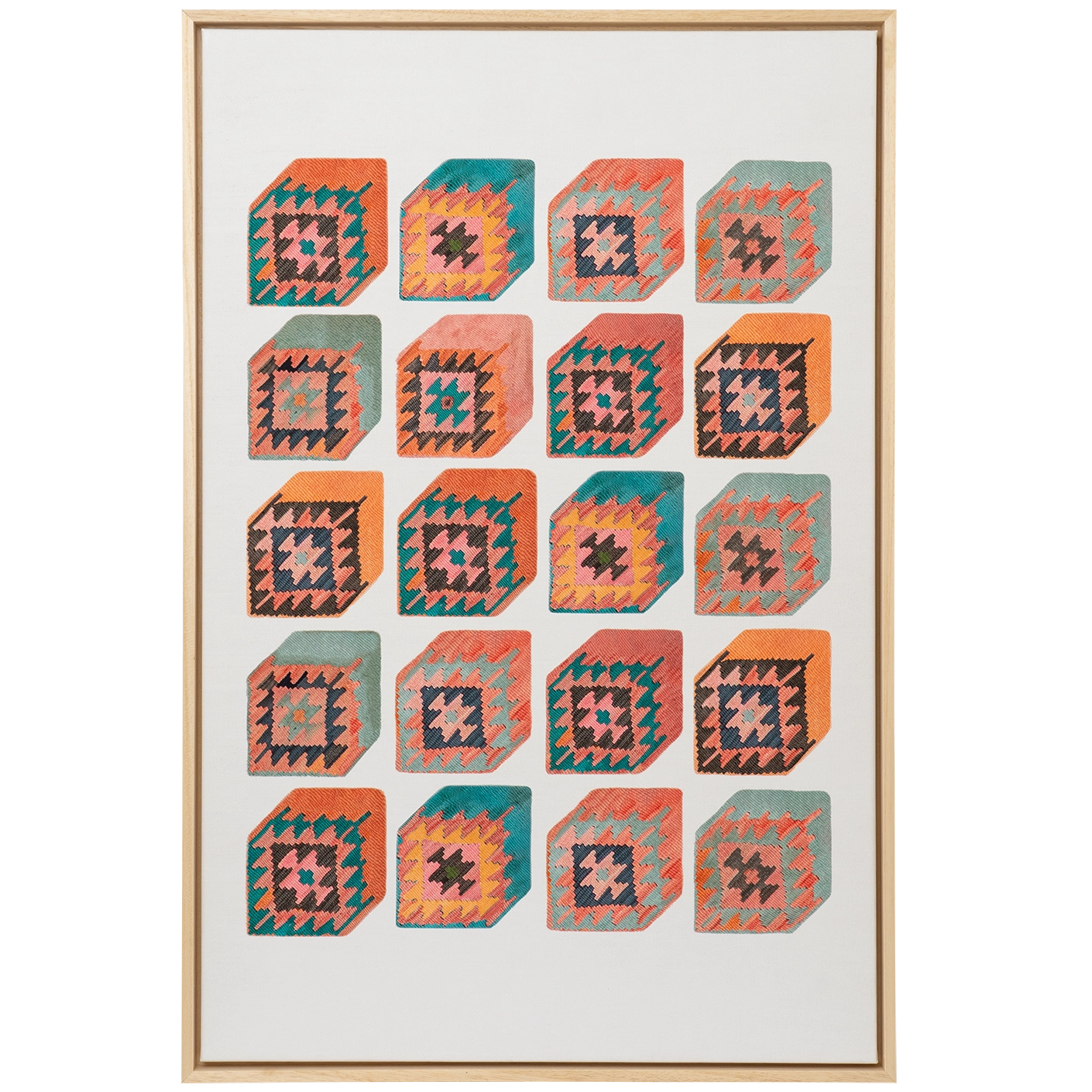 Cubism canvas in multicolour, shown in a product front view as image 1
