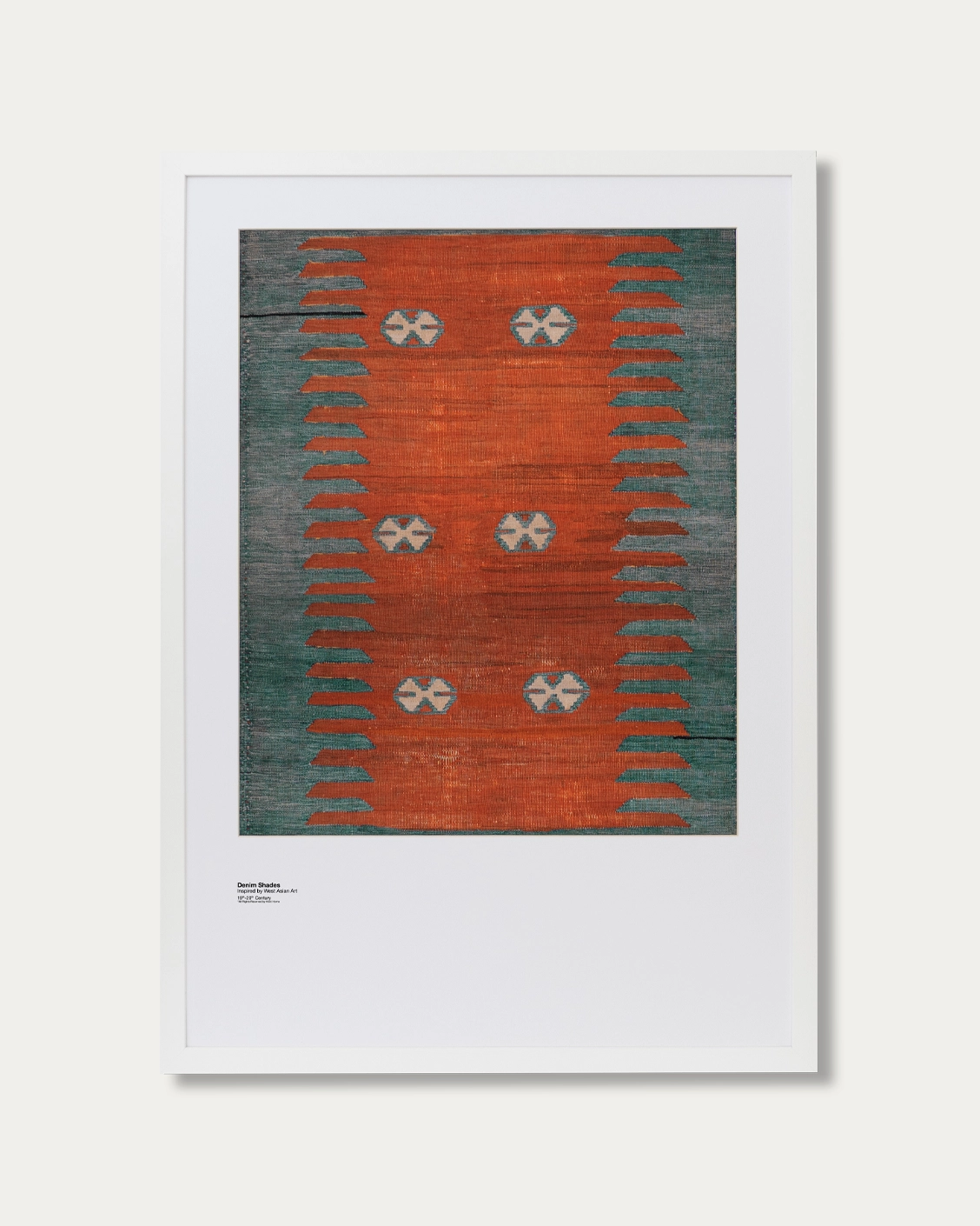 Denim Shades fine art print in red and blue, shown in a lifestyle front view as image 1
