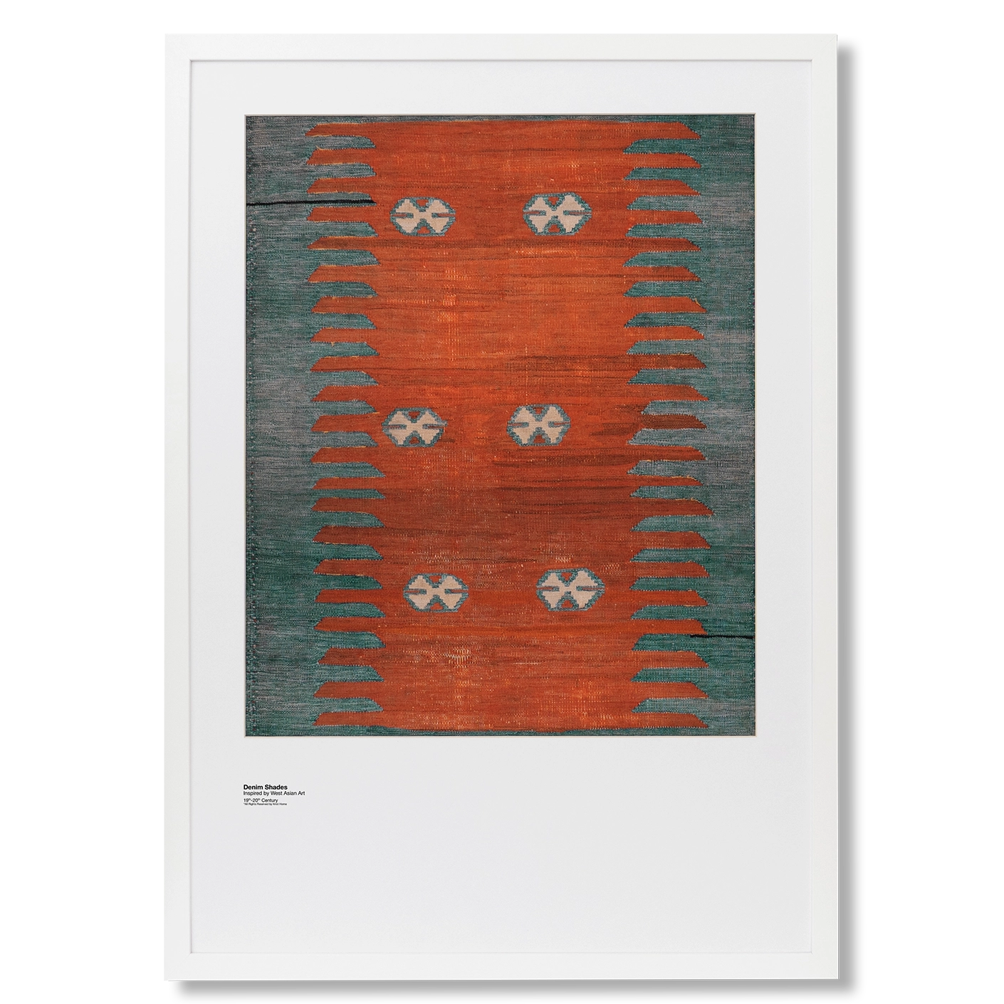 Denim Shades fine art print in red and blue, shown in a lifestyle front view as image 1