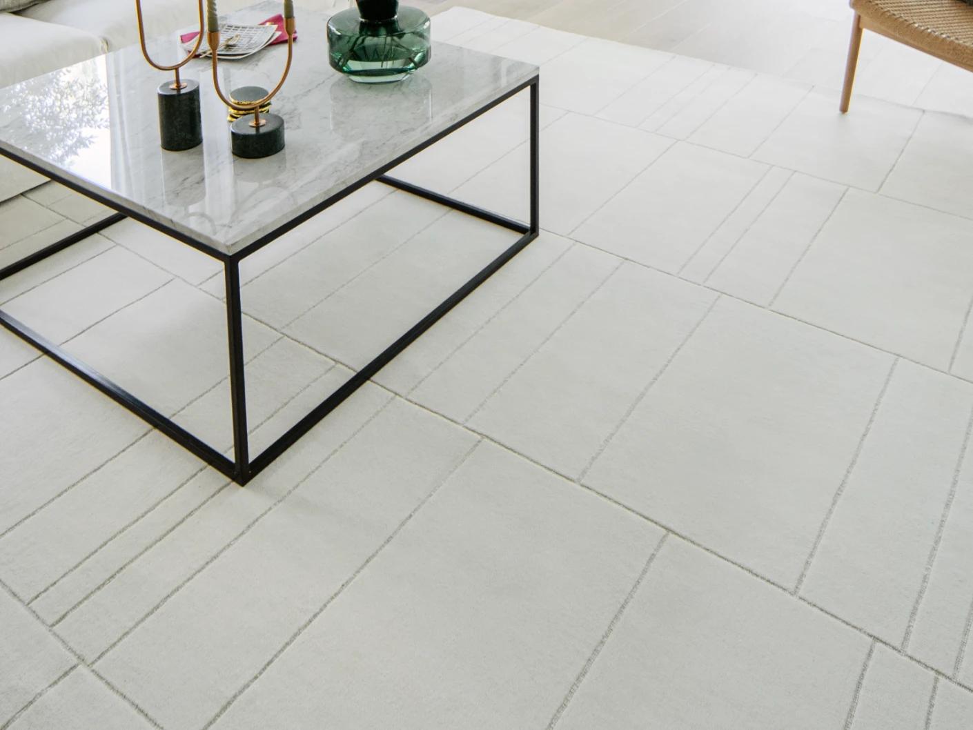 Elliot Bianca carpets in white and pearl, shown in a lifestyle close-up as image 3