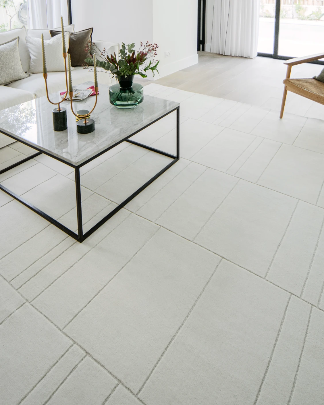 Elliot Bianca carpet in white and pearl, shown in a lifestyle left view as image 8