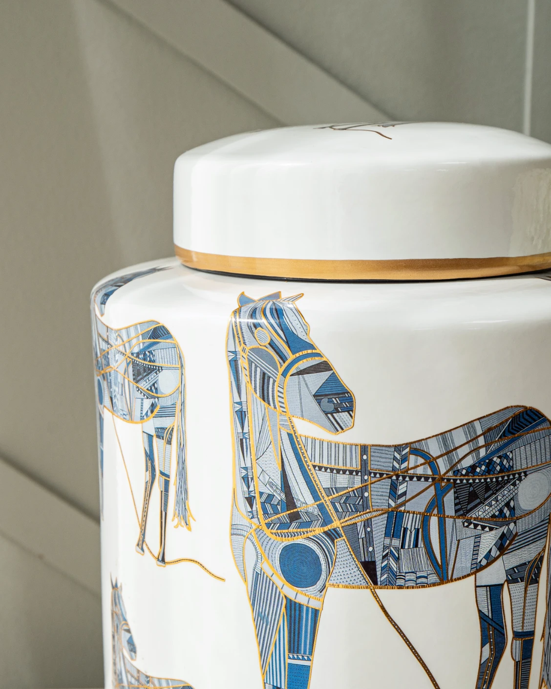 Eloisa Arneson II jars in white and blue, shown in a lifestyle close-up top view as image 7
