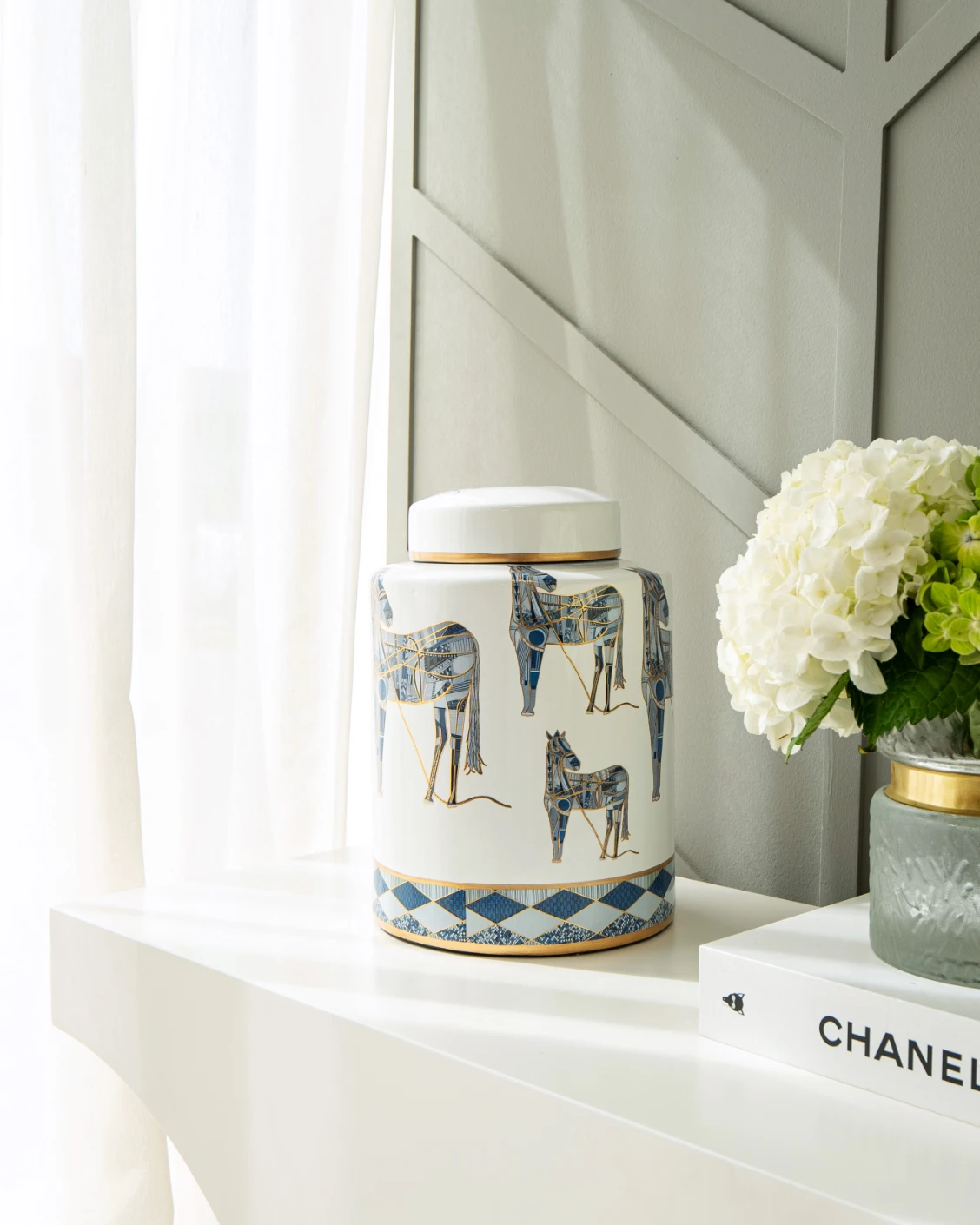 Eloisa Arneson II jars in white and blue, shown in a product front view as image 5