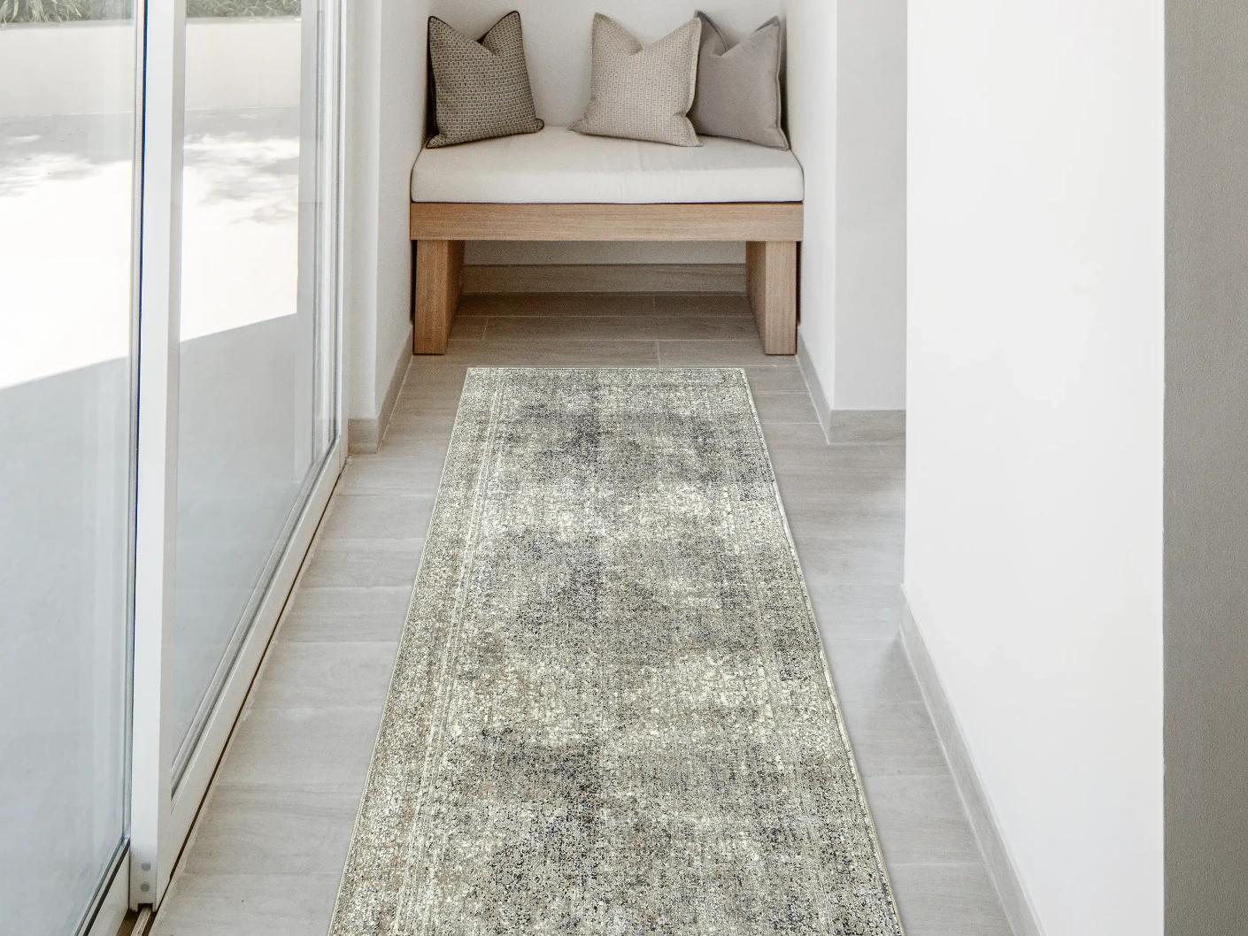 Ethan Dune carpets in grey and beige, shown in a lifestyle front view as image 1