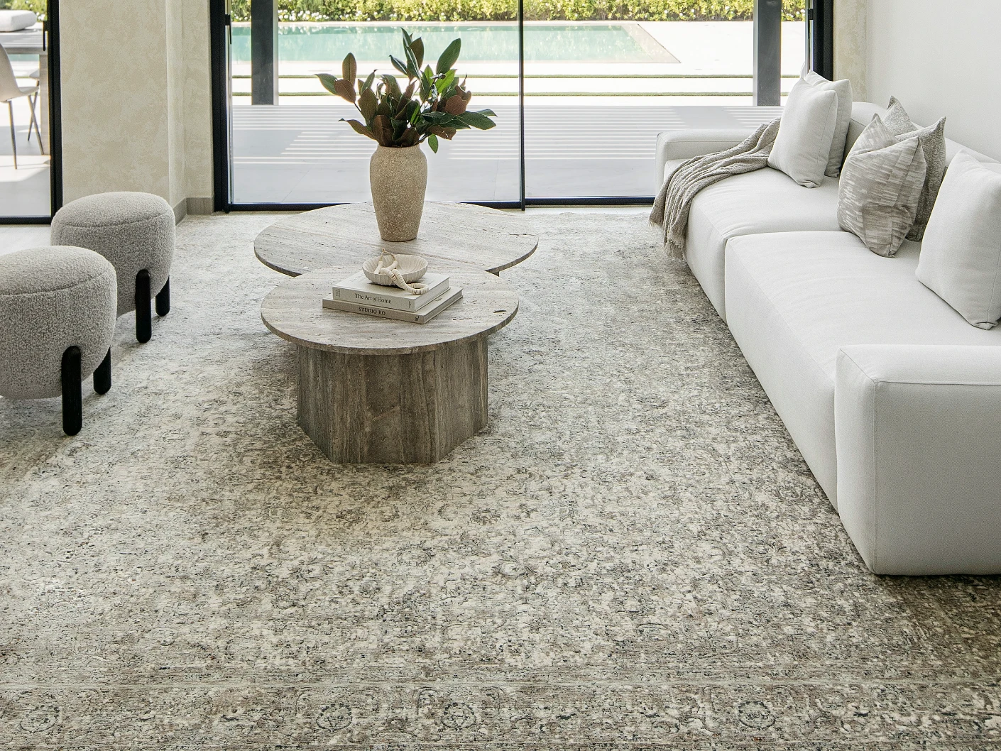 Ethan Dune carpet in dune, grey and beige, shown in a lifestyle front view
