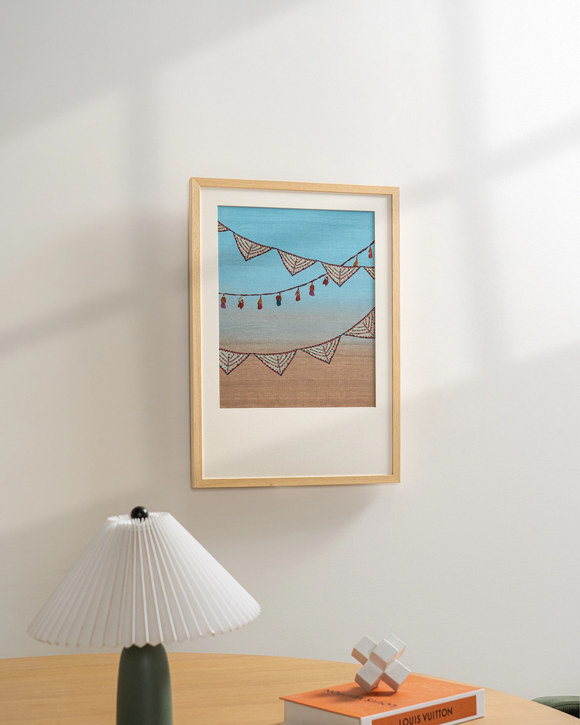 Fiesta fine art print in blue, shown in a lifestyle left view as image 4