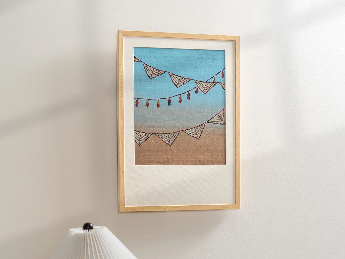 Fiesta fine art print in blue, shown in a lifestyle left view as image 3