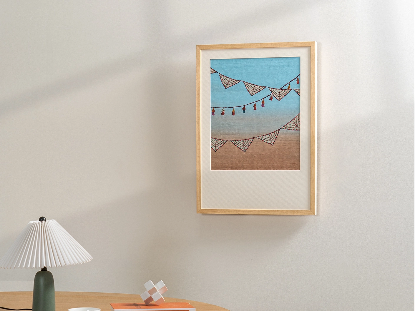Fiesta fine art print in blue, shown in a lifestyle right view as image 1