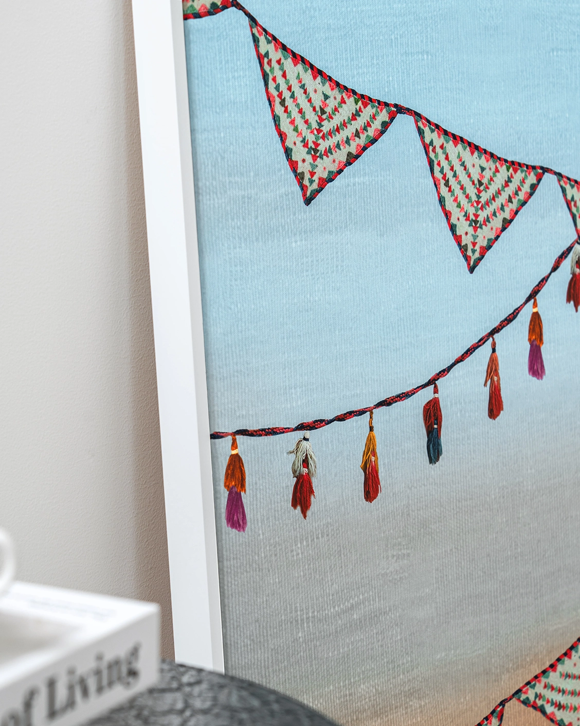 Fiesta canvas in multicolour and blue, shown in a lifestyle close-up as image 4