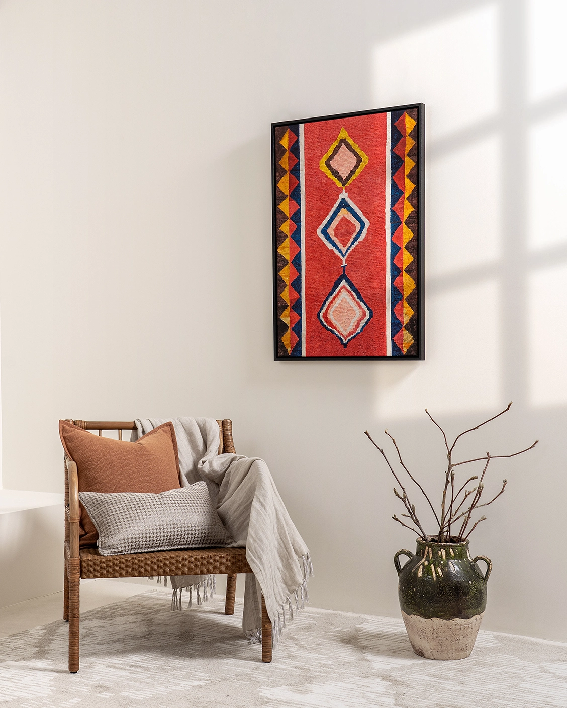 Gabbeh canvas in red, shown in a lifestyle right view as image 4