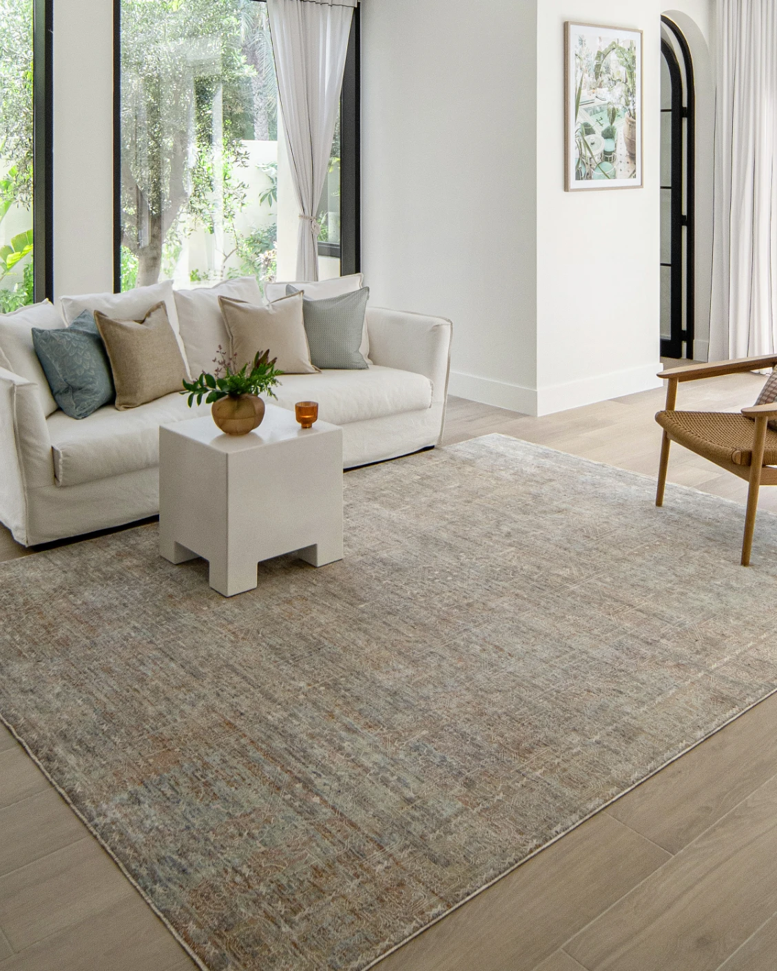 Hana Goldberg carpet in gold, shown in a lifestyle left view as image 8