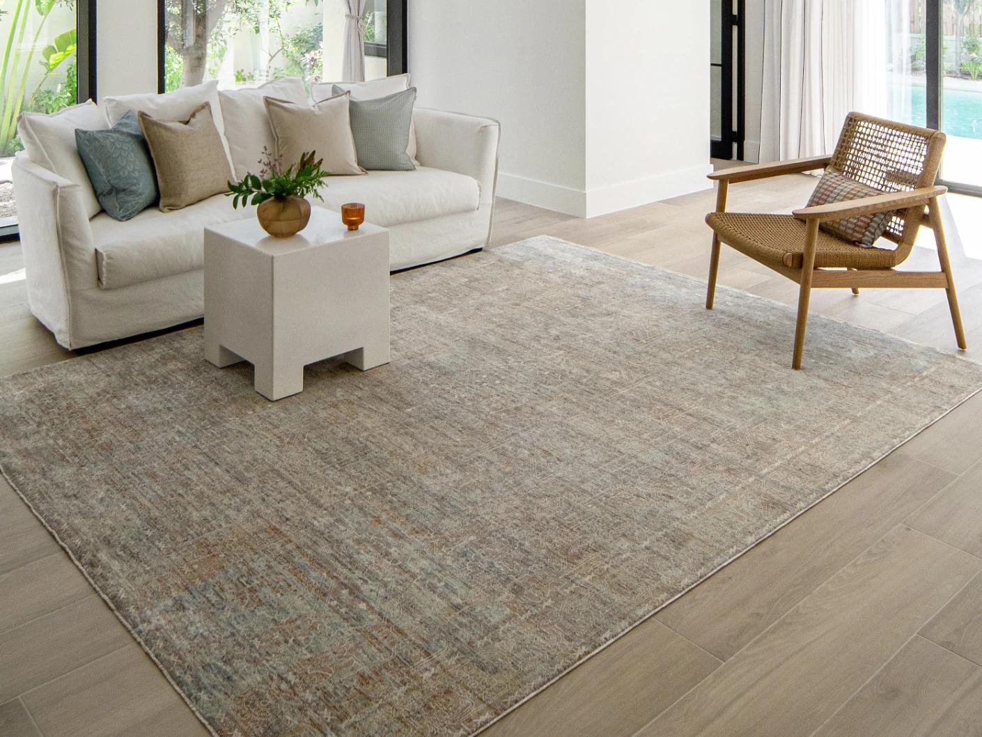 Hana Goldberg carpet in gold, shown in a lifestyle left view as image 8